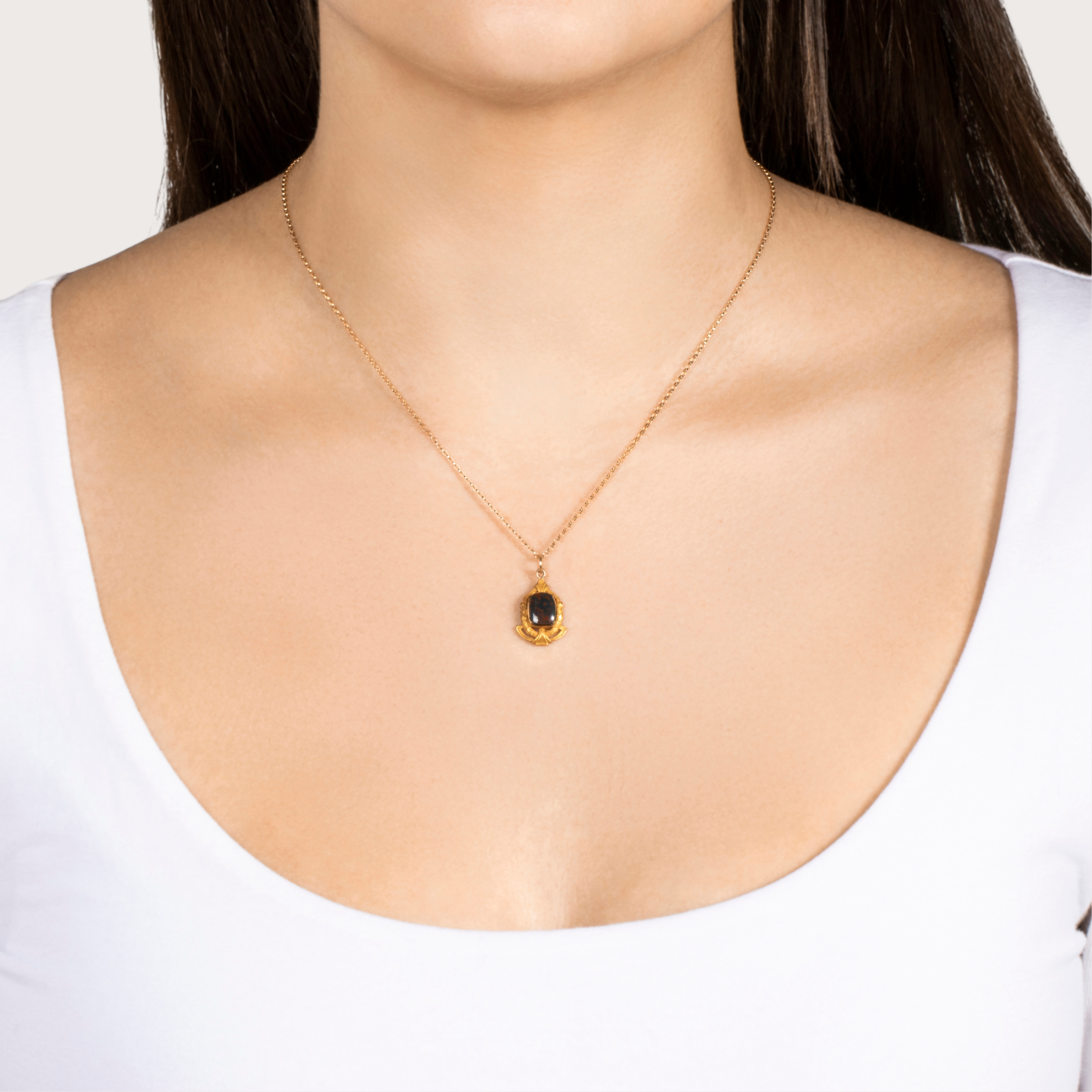 Antique Alling Co. 14k Yellow Gold Red & Green Agate Art Deco Charm Pendant、mySite、hinf8tx79