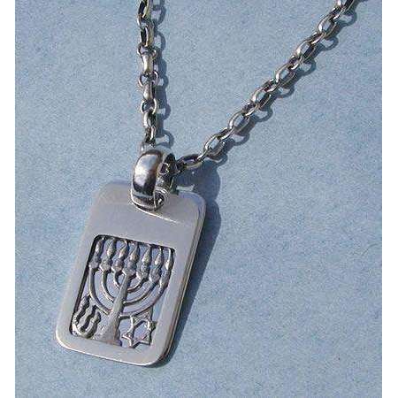 Michael Bromberg Sterling Silver Menorah Tag Necklace、mySite、topwebapps