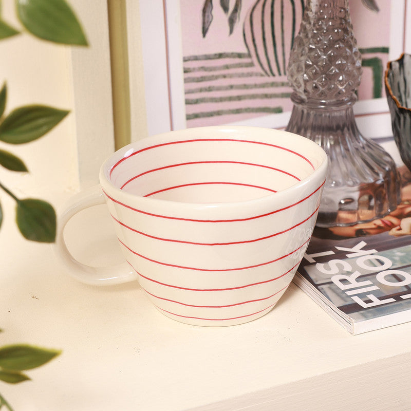 Ceramic Mug | Red & White | 340 ml、mySite、camillekostekn
