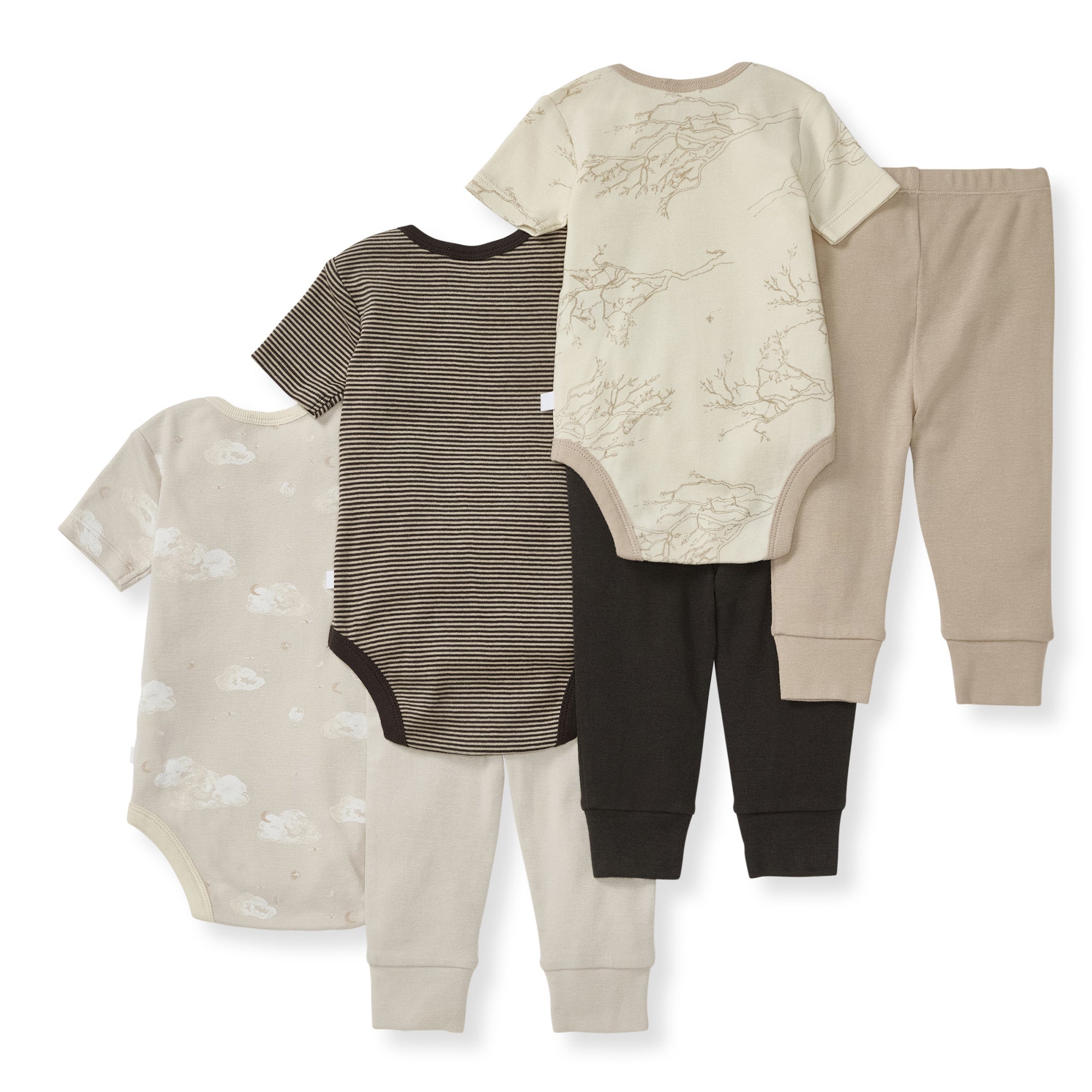 Swaying Branches Organic Short Sleeve Bodysuit & Pant Set 3 Pack、mySite、g9winljtr