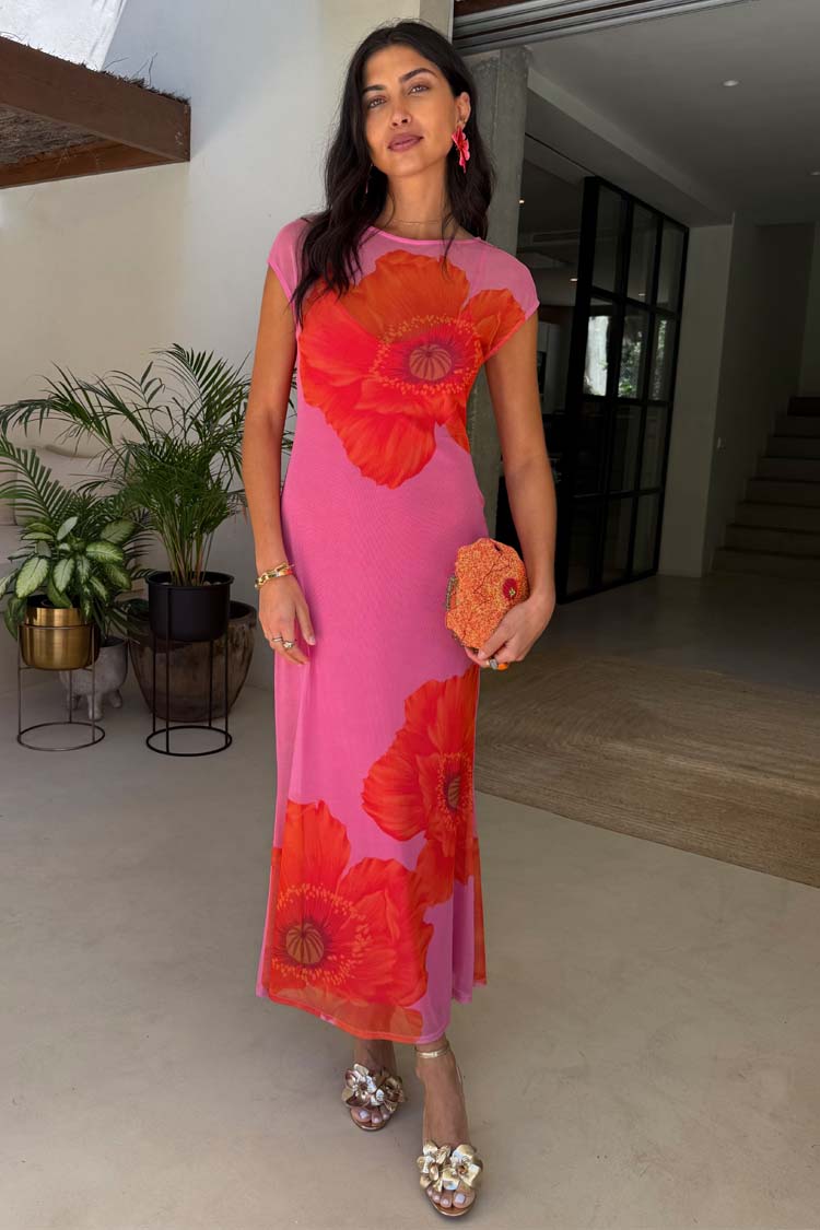 Pink Poppy Sleeveless Mesh Dress、mySite、solidvoid