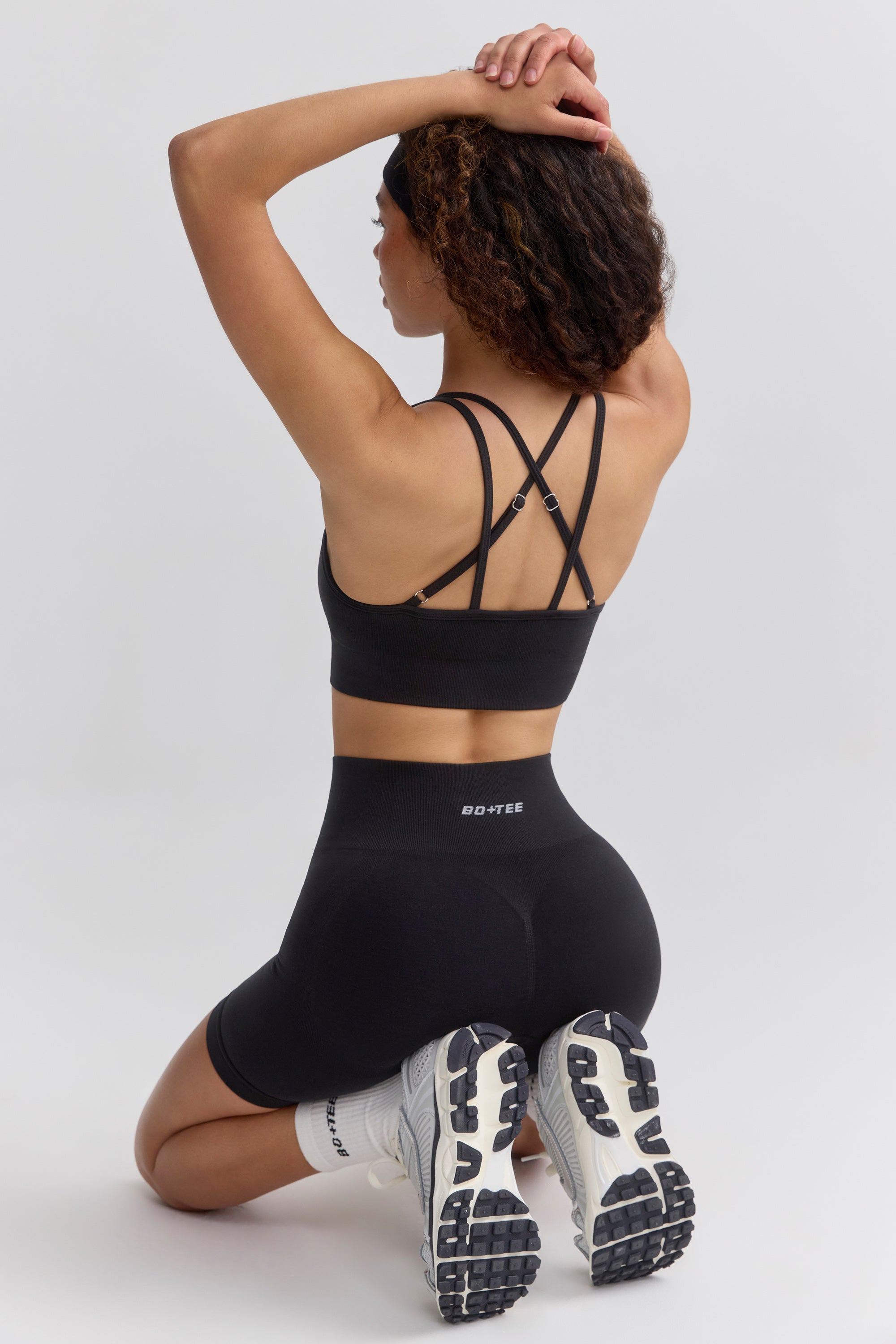 Define Luxe Strappy Sports Bra in Jet Black、mySite、solidvoid