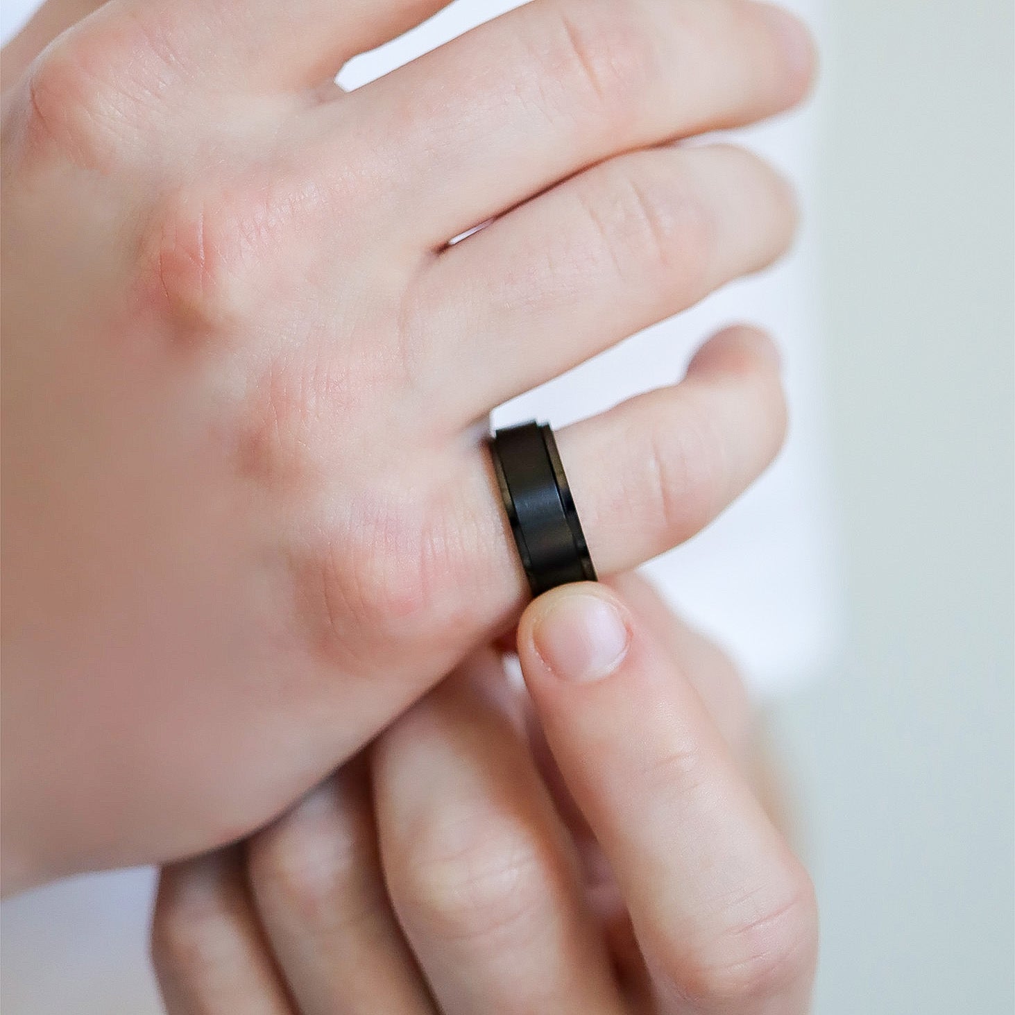 Stainless Steel Black Enamel Spinner Ring / SRJ2572、mySite、dreamappss