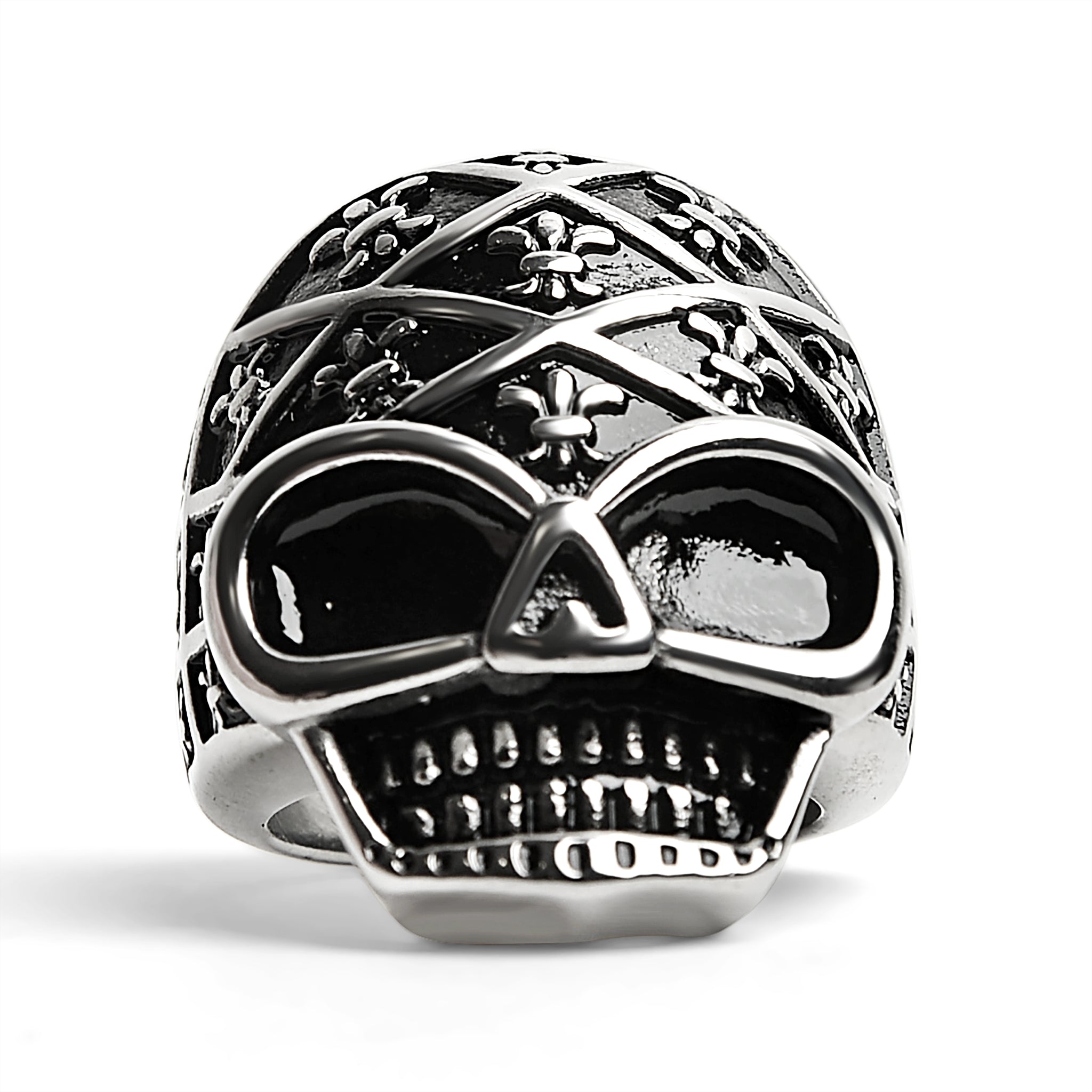 Stainless Steel Skull With Fleur De Lis Pattern Ring / SCR4023、mySite、dreamappss