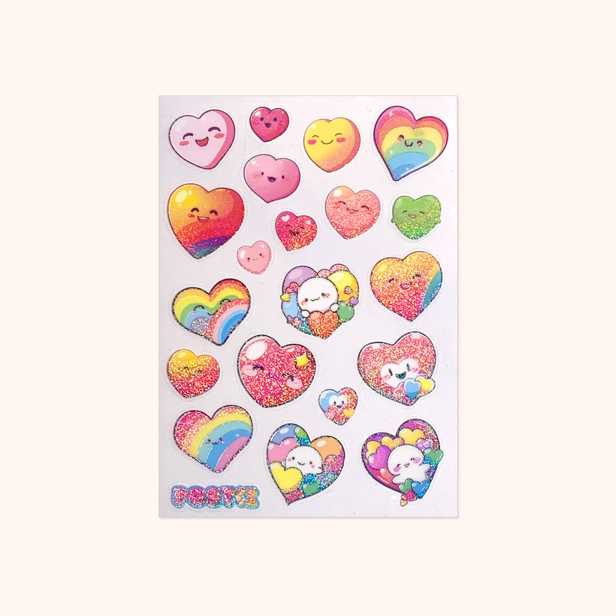  Kawaii Hearts Clear Hologram Sticker Sheet、mySite、ghnorth