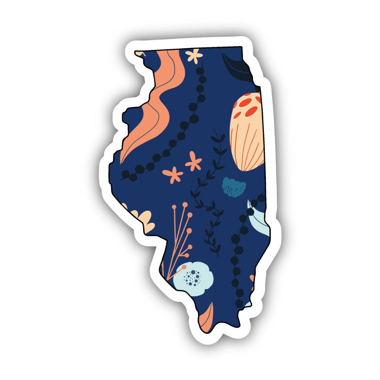  Illionois Blue Floral Abstract Sticker、mySite、ghnorth