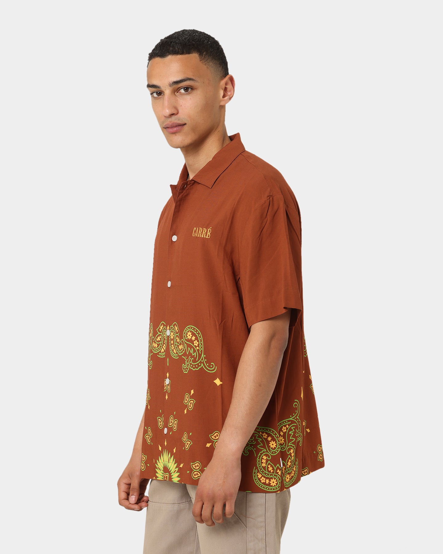 Carre Raphael Button Up Shirt Brown、mySite、zt4zffjzw