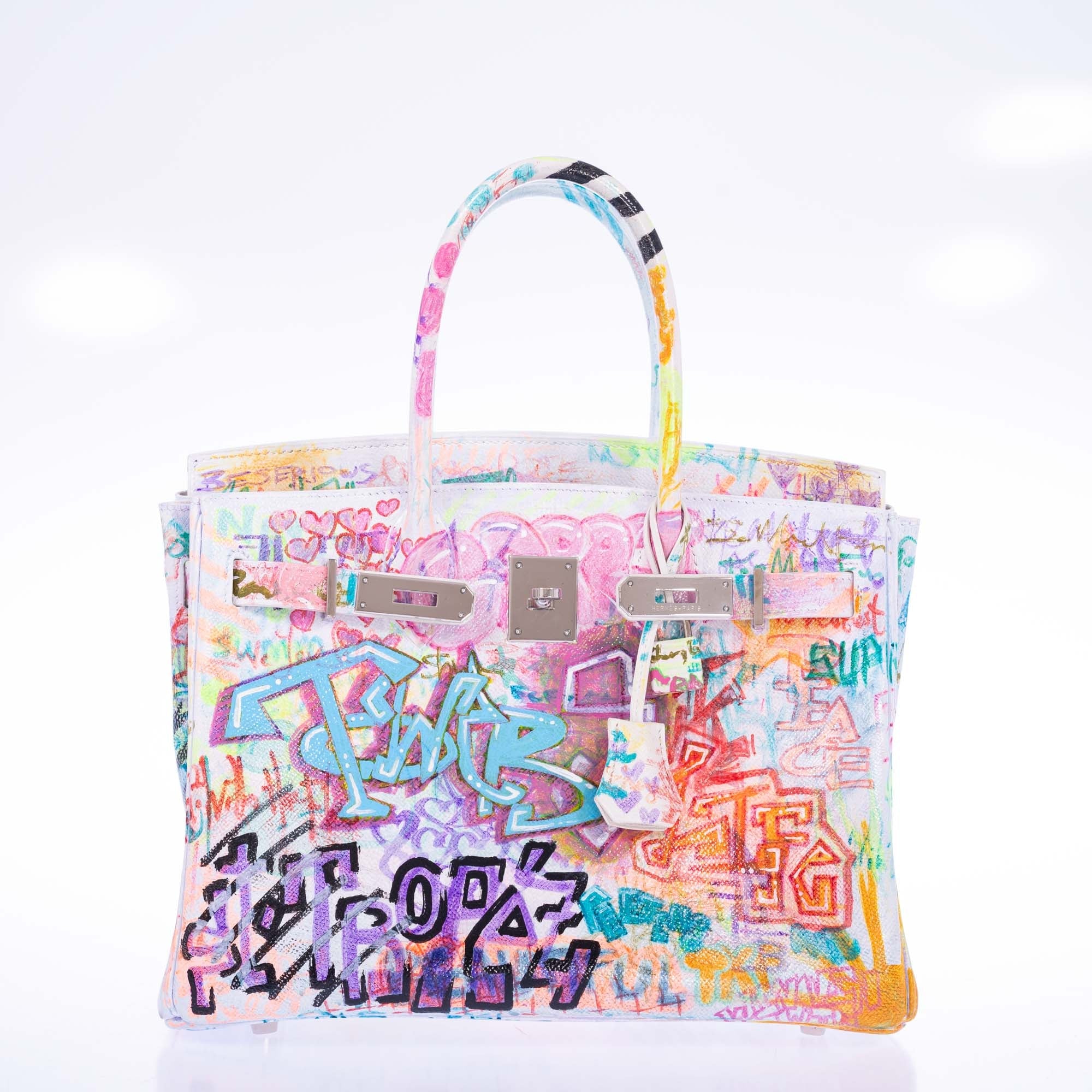 Vintage Hermès Birkin 30 Painted Graffiti White Epsom Palladium Hardware、mySite、garminoutage.com