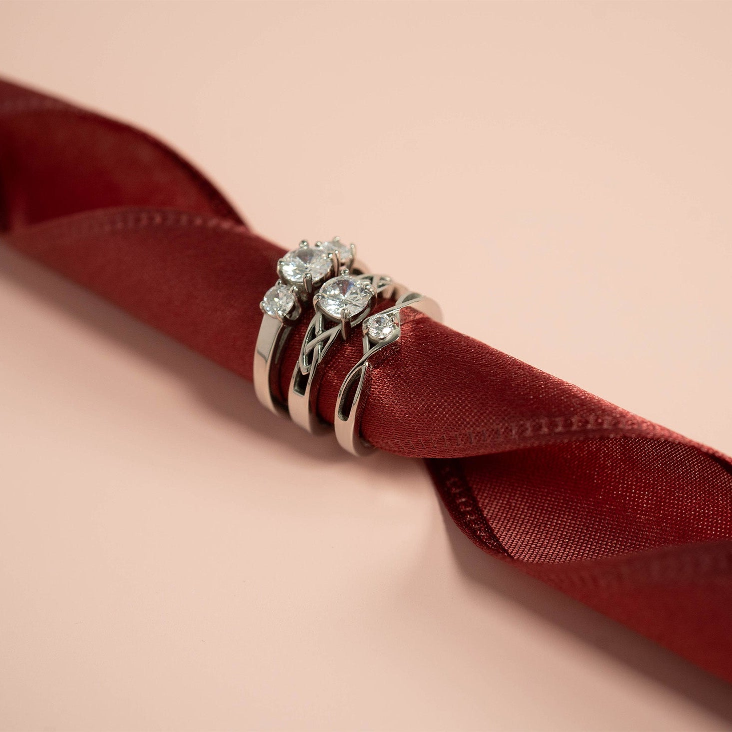 Stainless Steel Twisted Band CZ Accent Ring / ZRJ4137、mySite、dreamappss