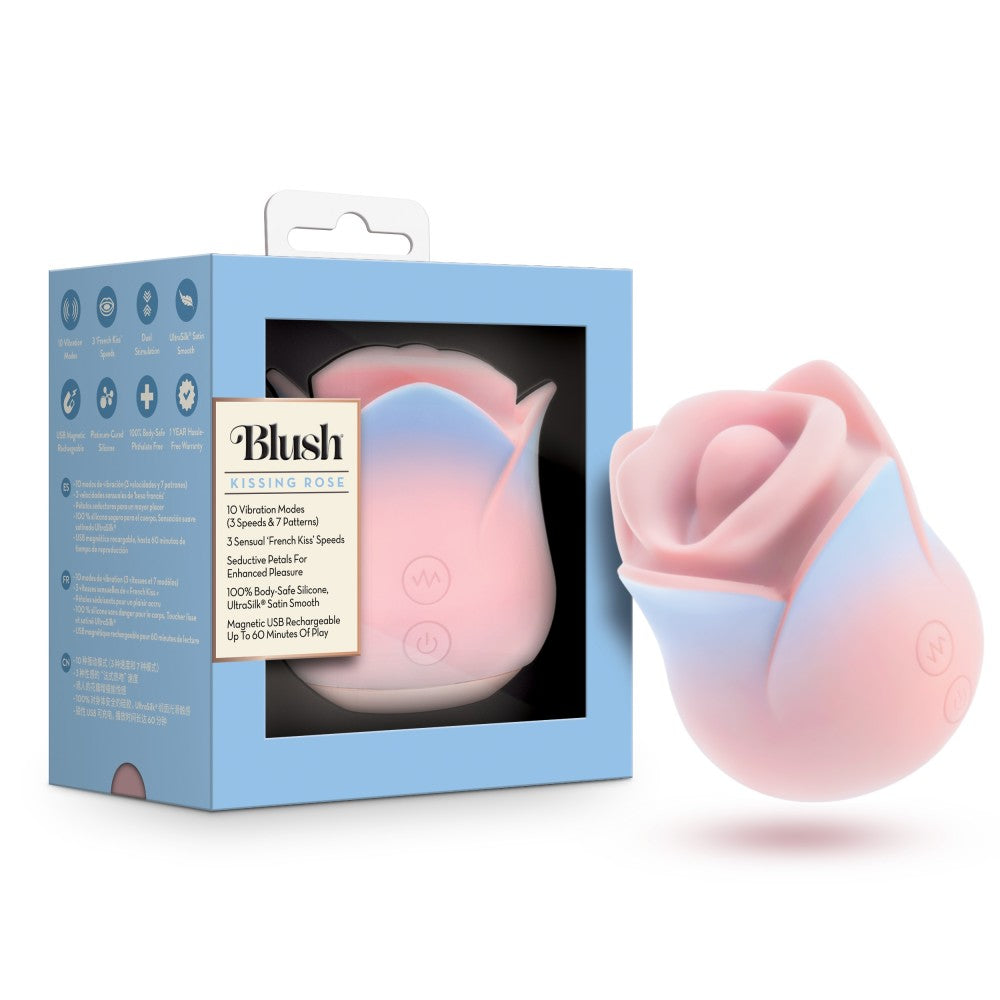 Blush Collection | Kissing Rose Silicone Floral Vibrator With ‘French Kiss’ Speeds – Magnetic USB Rechargeable – In Pink、mySite、bottomscart