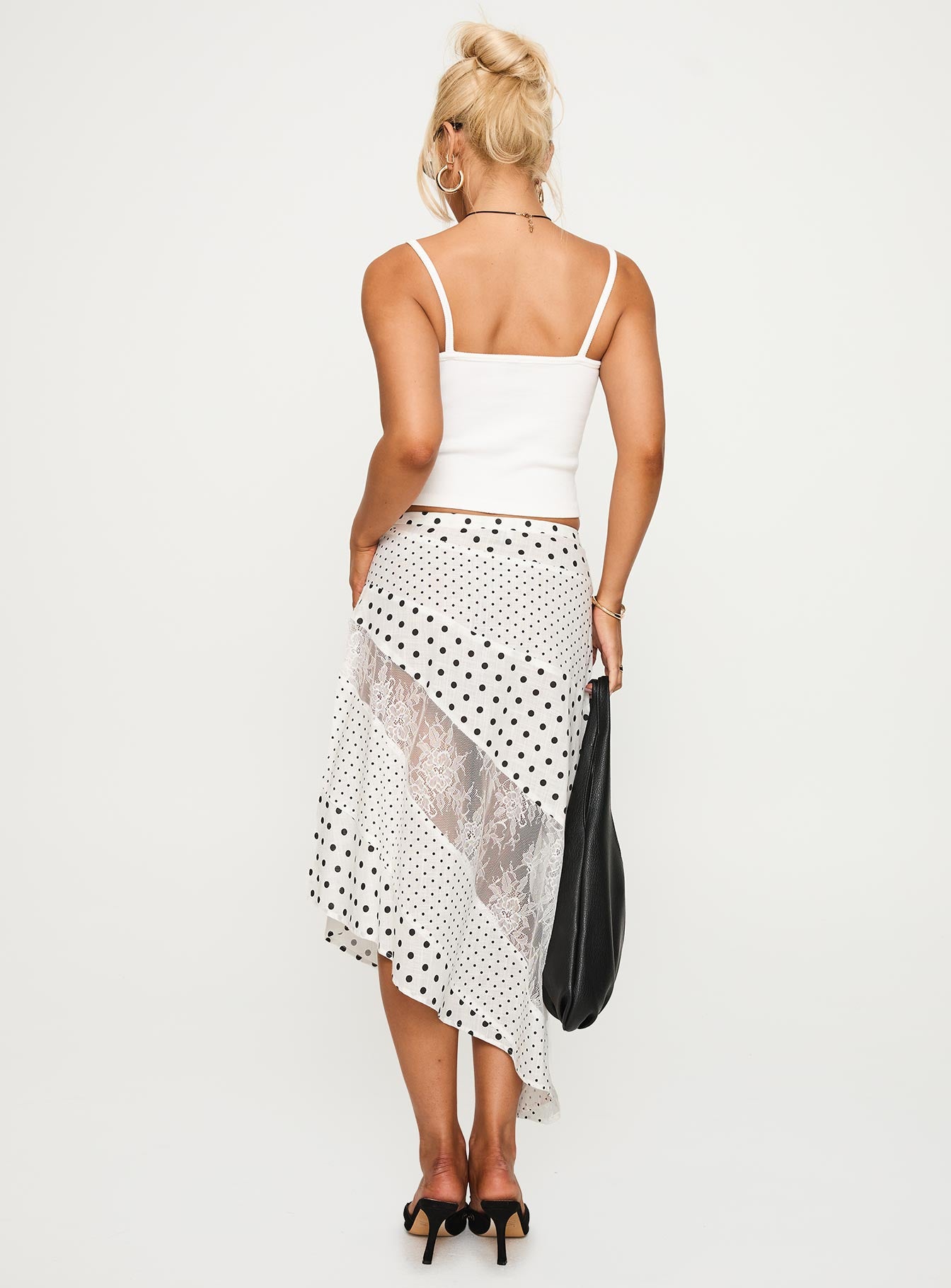 Rennar Maxi Skirt White / Polka Dot、mySite、solidvoid
