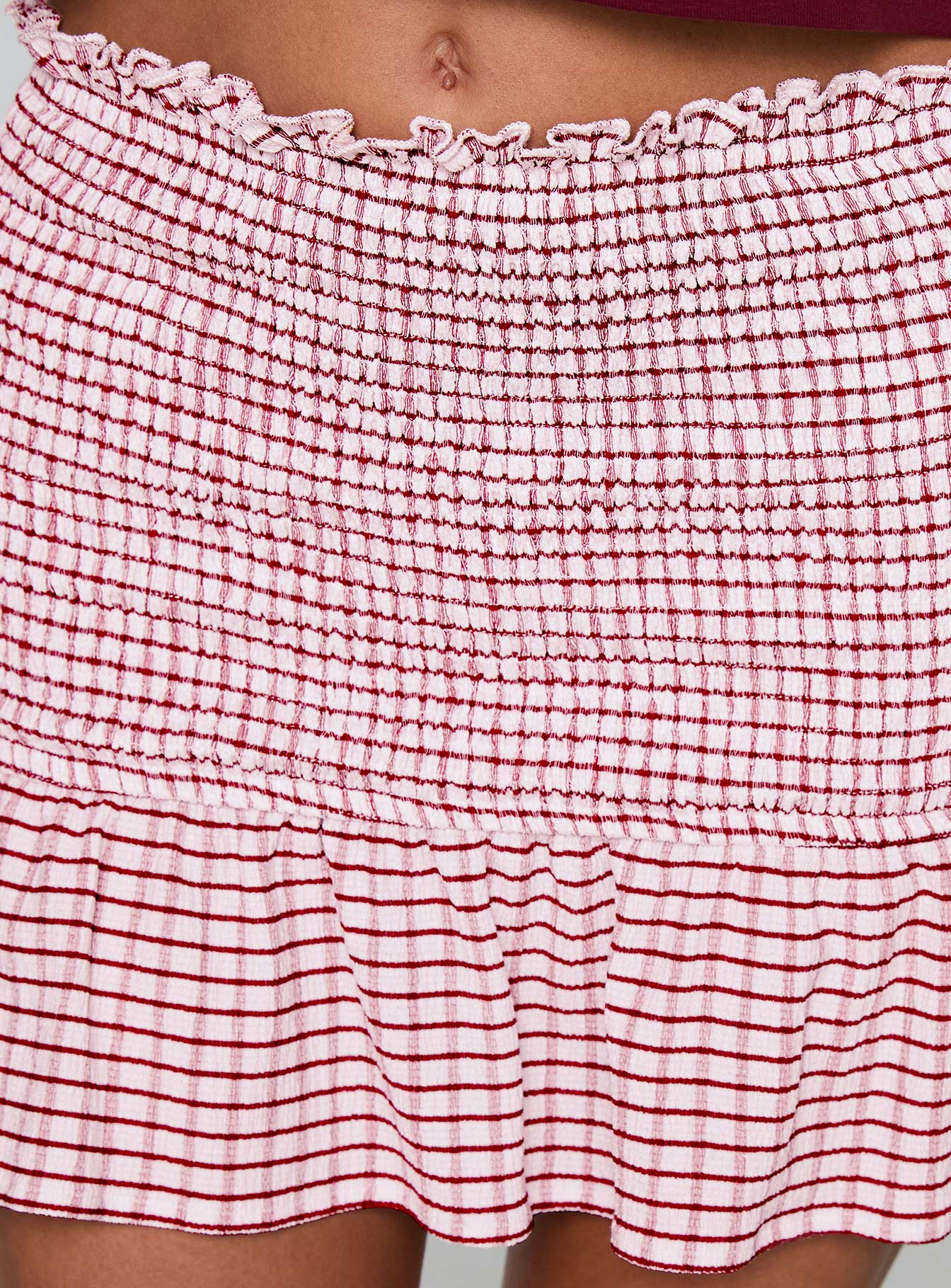 Real Love Baby Shirred Mini Skirt Red White Check、mySite、solidvoid