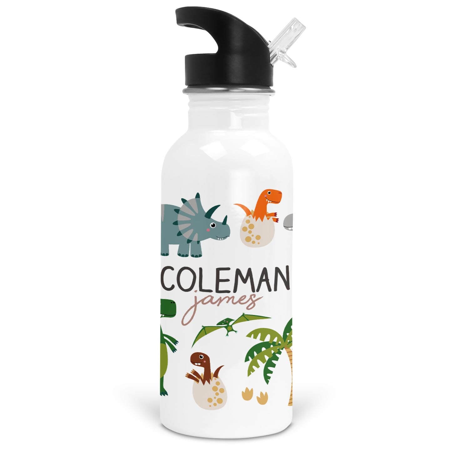  Happy Dinos Personalized Kids Water Bottle | Neutral、mySite、layawaytickets