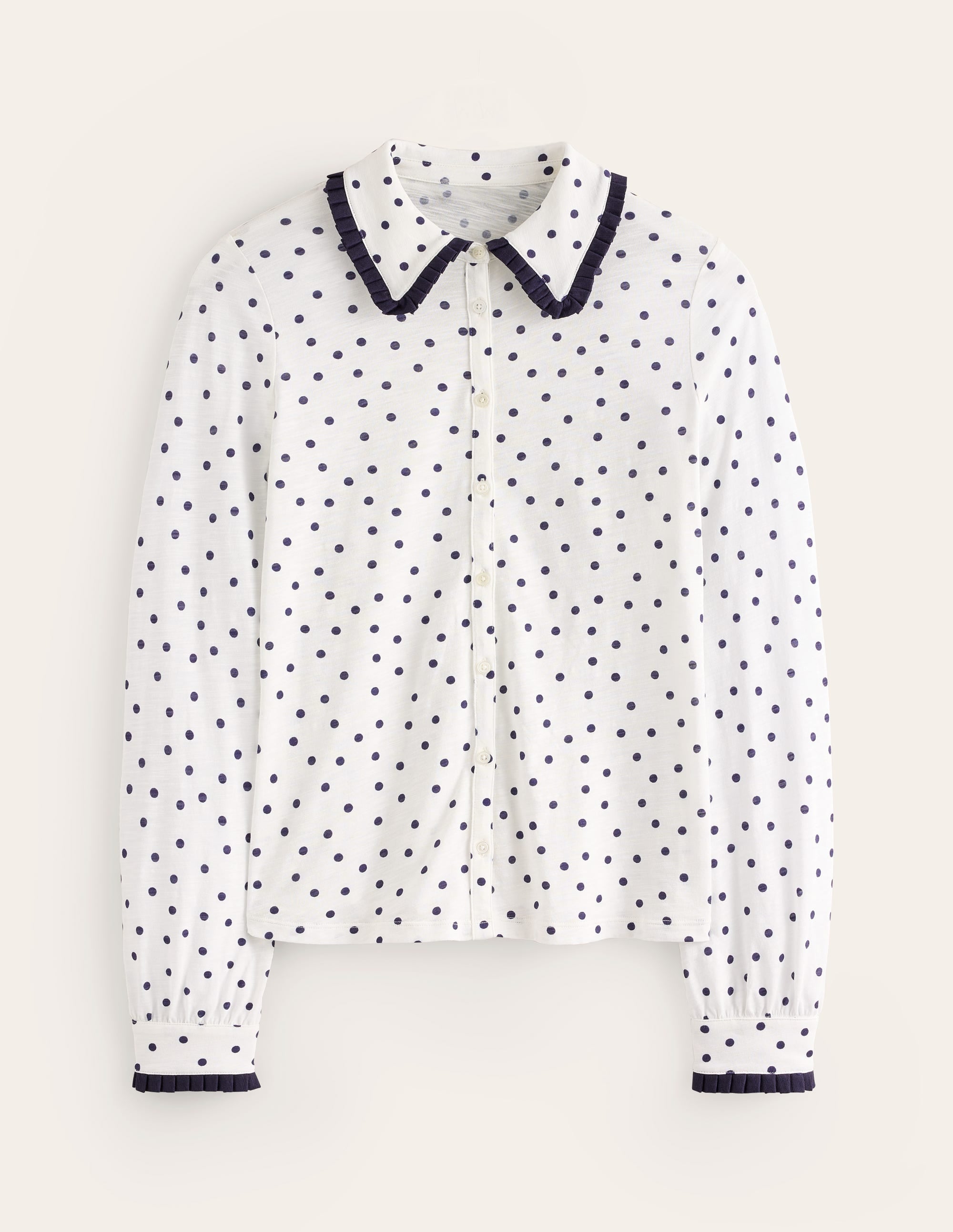  Ruffle Collar Shirt-Ivory, Sparse Spot、mySite、ashleygrahame