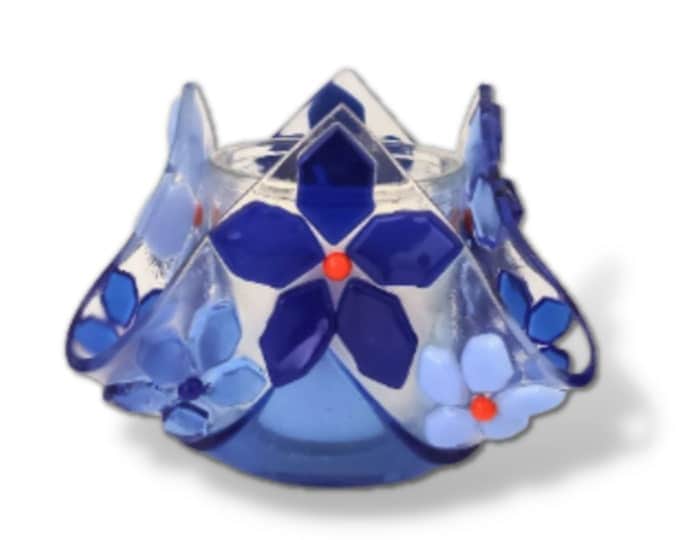 Floral Yahrzeit Candle Holder - Blue、mySite、topwebapps