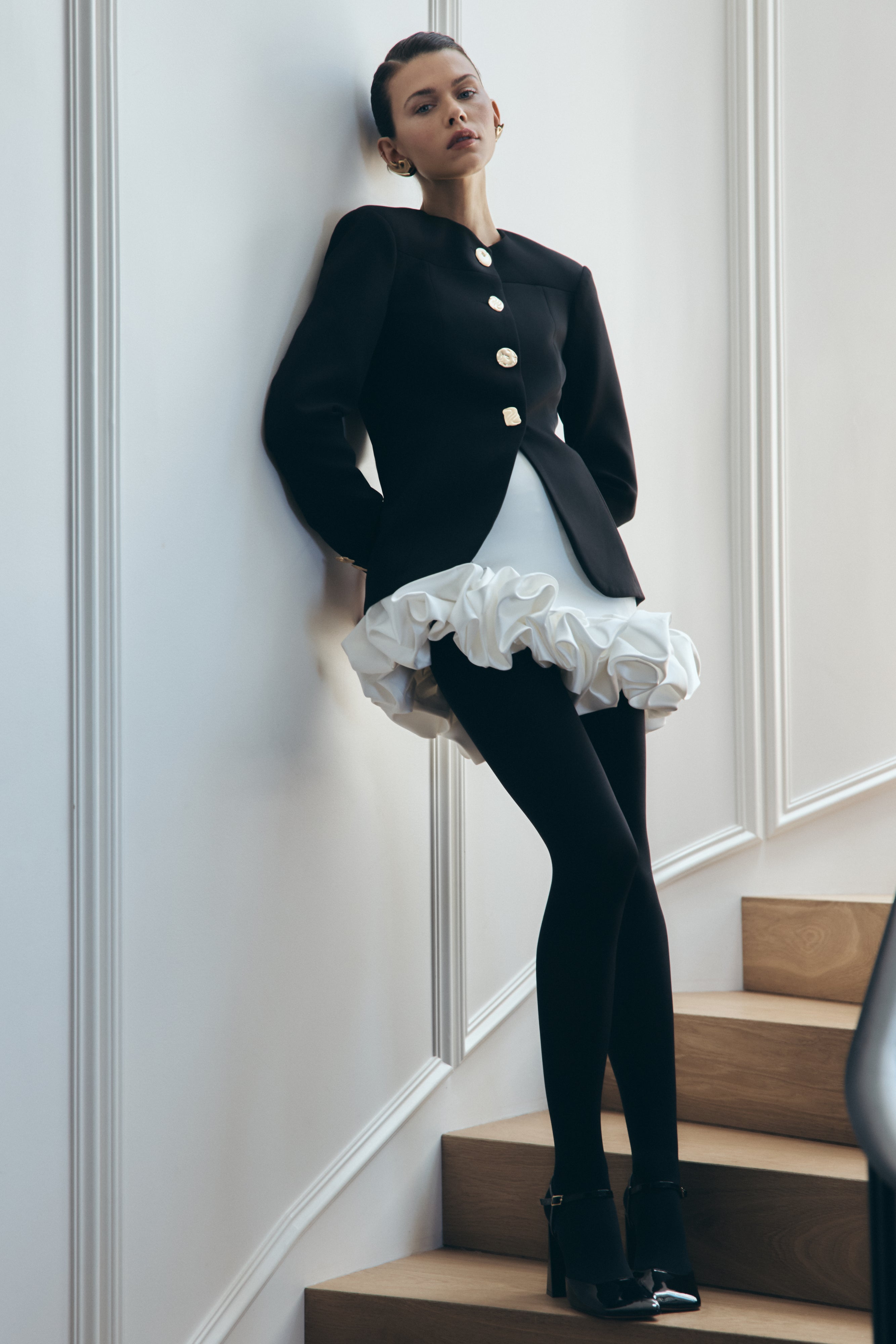 Asia Mixed Button Blazer - Black、mySite、solidvoid