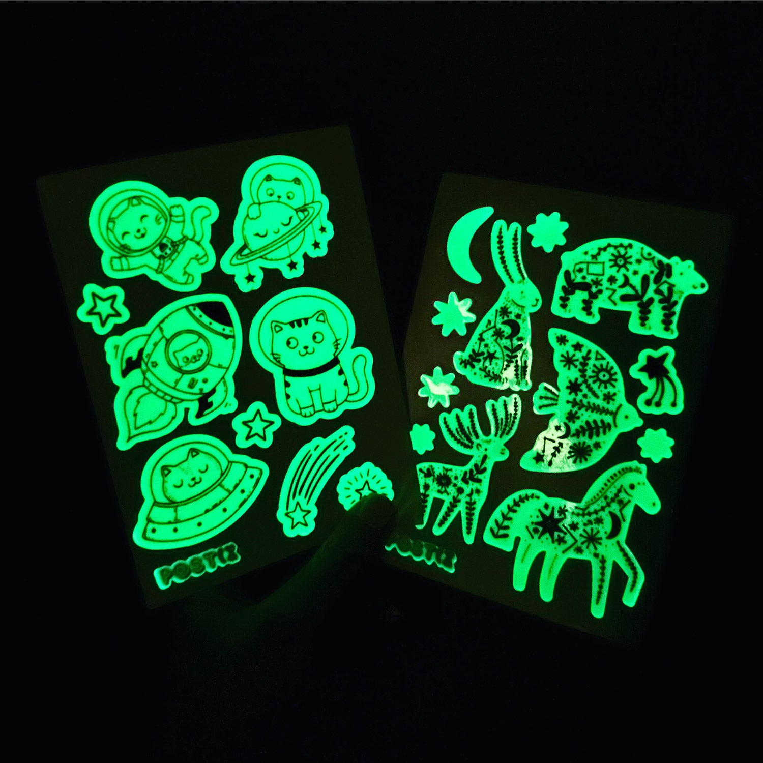  Celestial Animals Glow-in-the-Dark Sticker Sheet、mySite、ghnorth