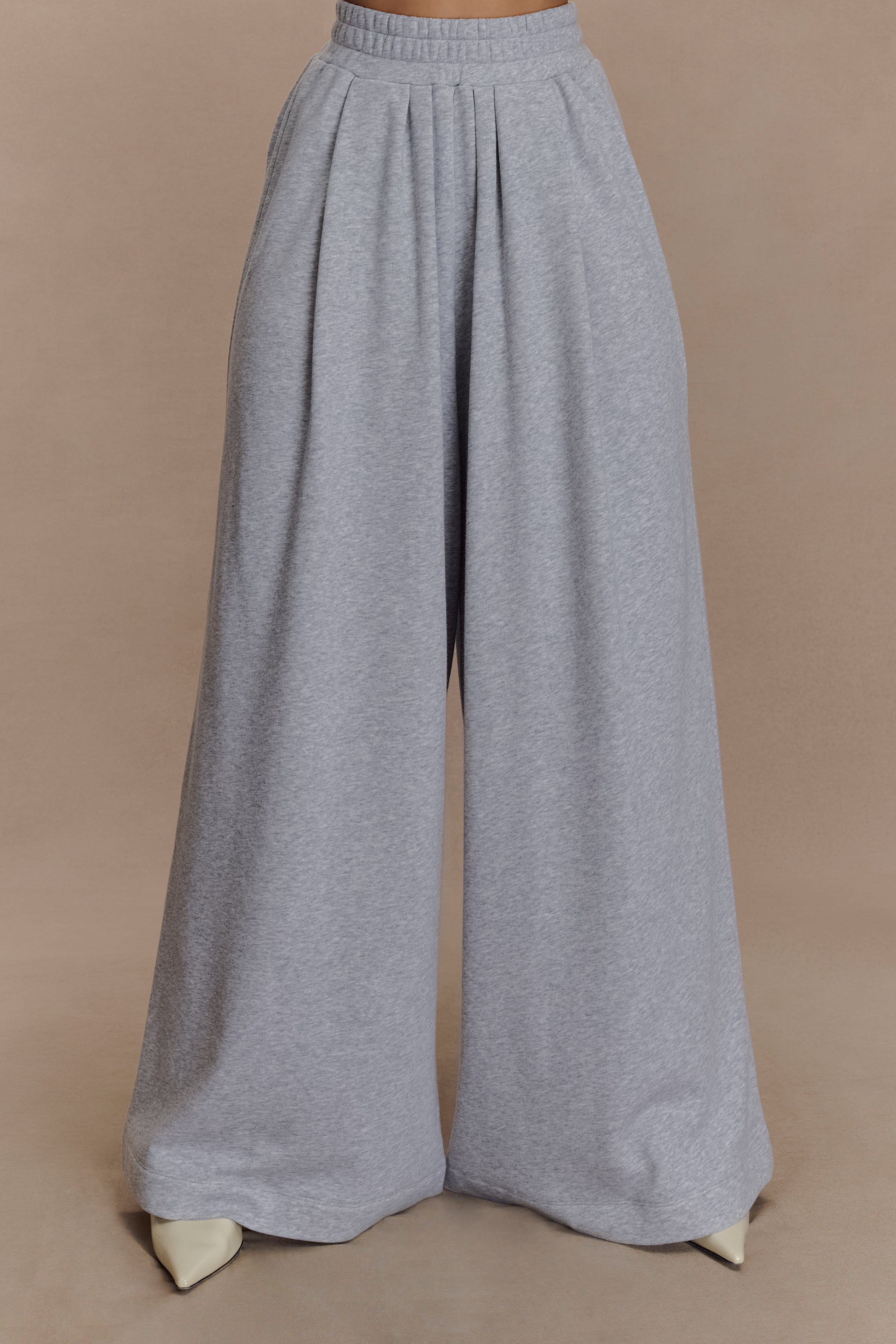 Aspen Gathered Wide Leg Jogger - Light Grey Marle、mySite、solidvoid