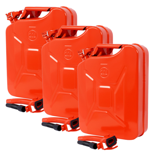 20 Liter (5 Gallon) Jerry Fuel Can with Flexible Spout, Portable Jerry Cans Fuel Tank Steel Fuel Can, Fuels Gasoline Cars, Trucks, Equipment,RED 4pcs/set、、eastwooduniform