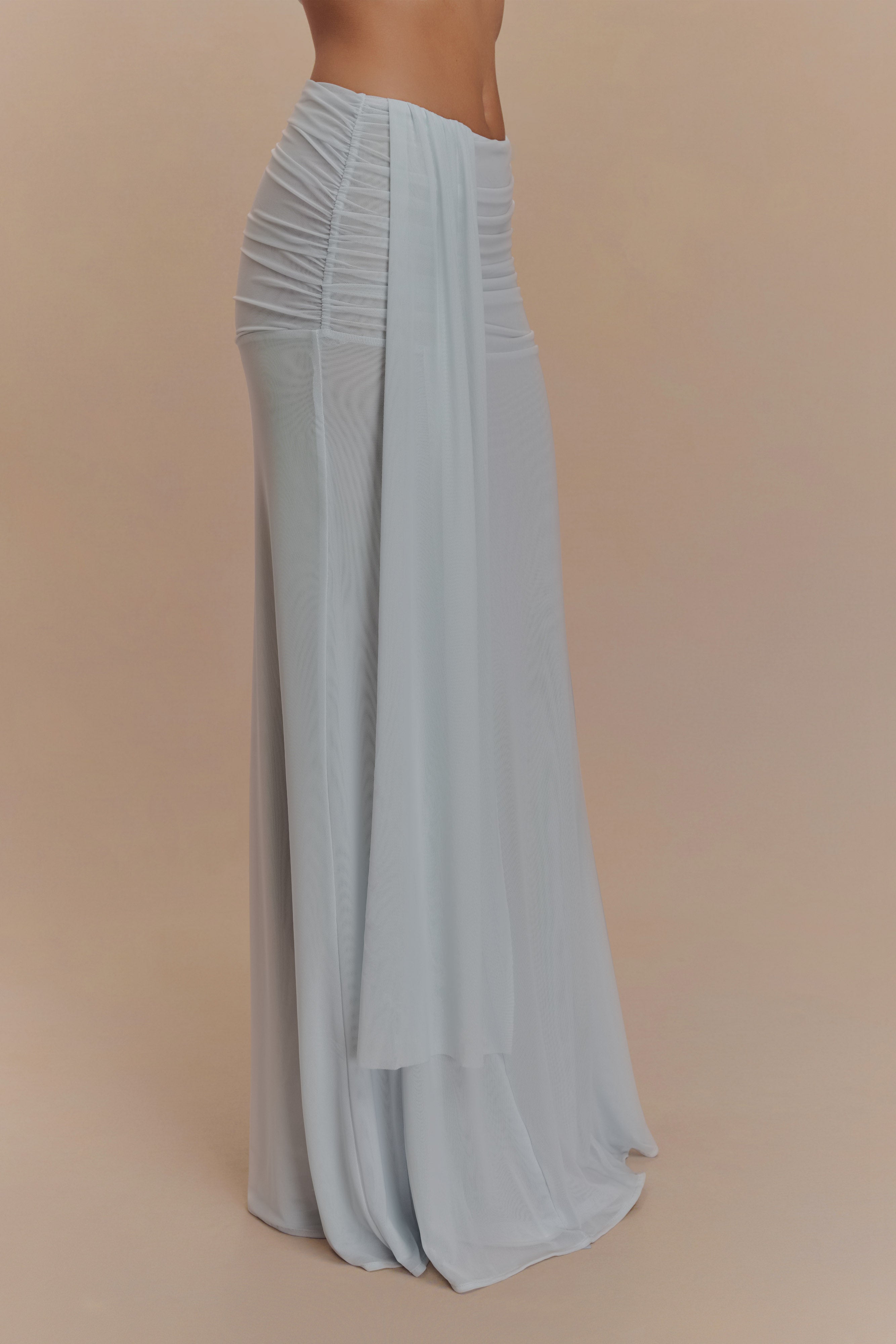 Arna Mesh Maxi Skirt - Pale Blue、mySite、solidvoid