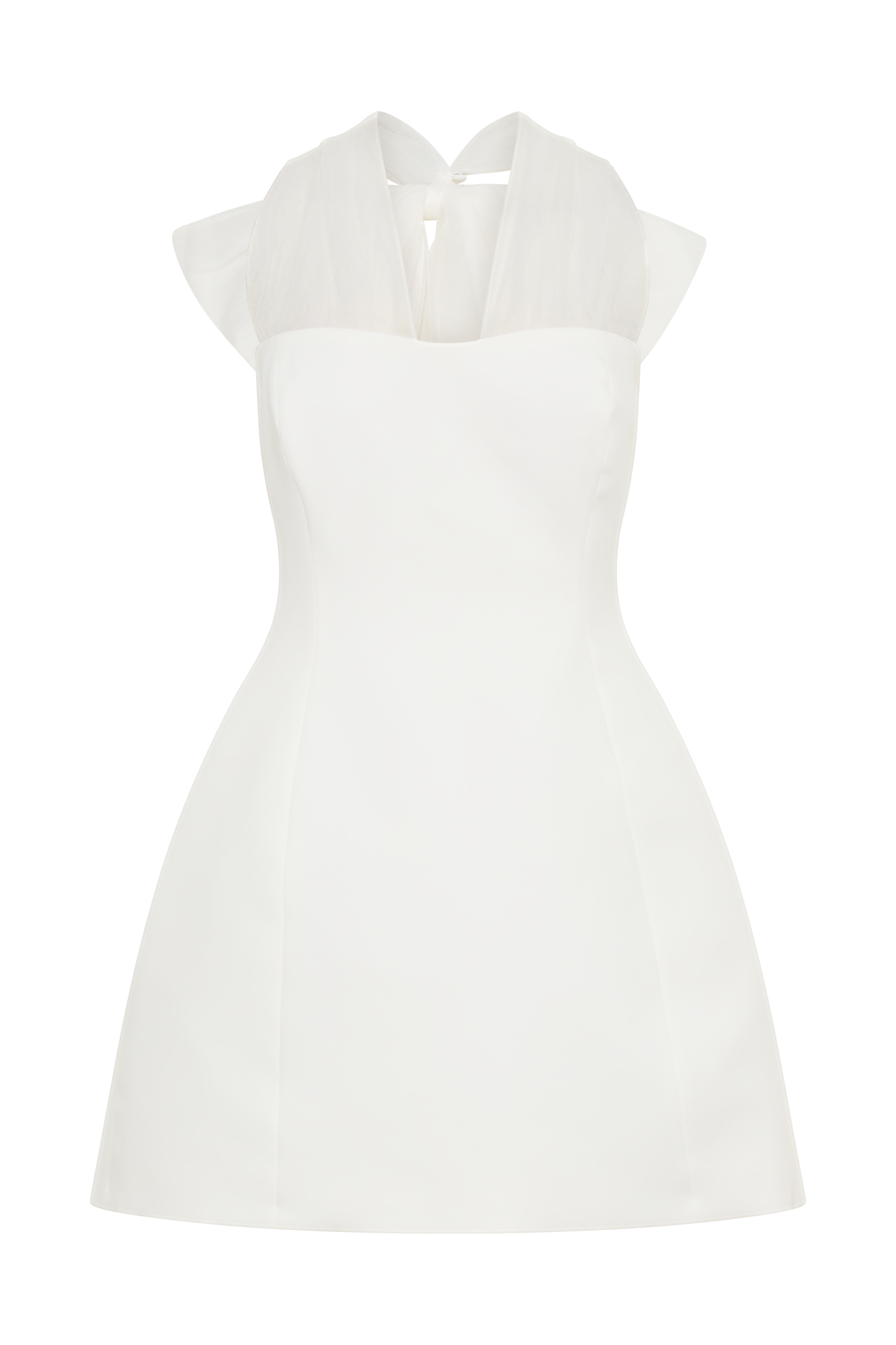 Maryam Tulle Bow Mini Dress - White、mySite、solidvoid