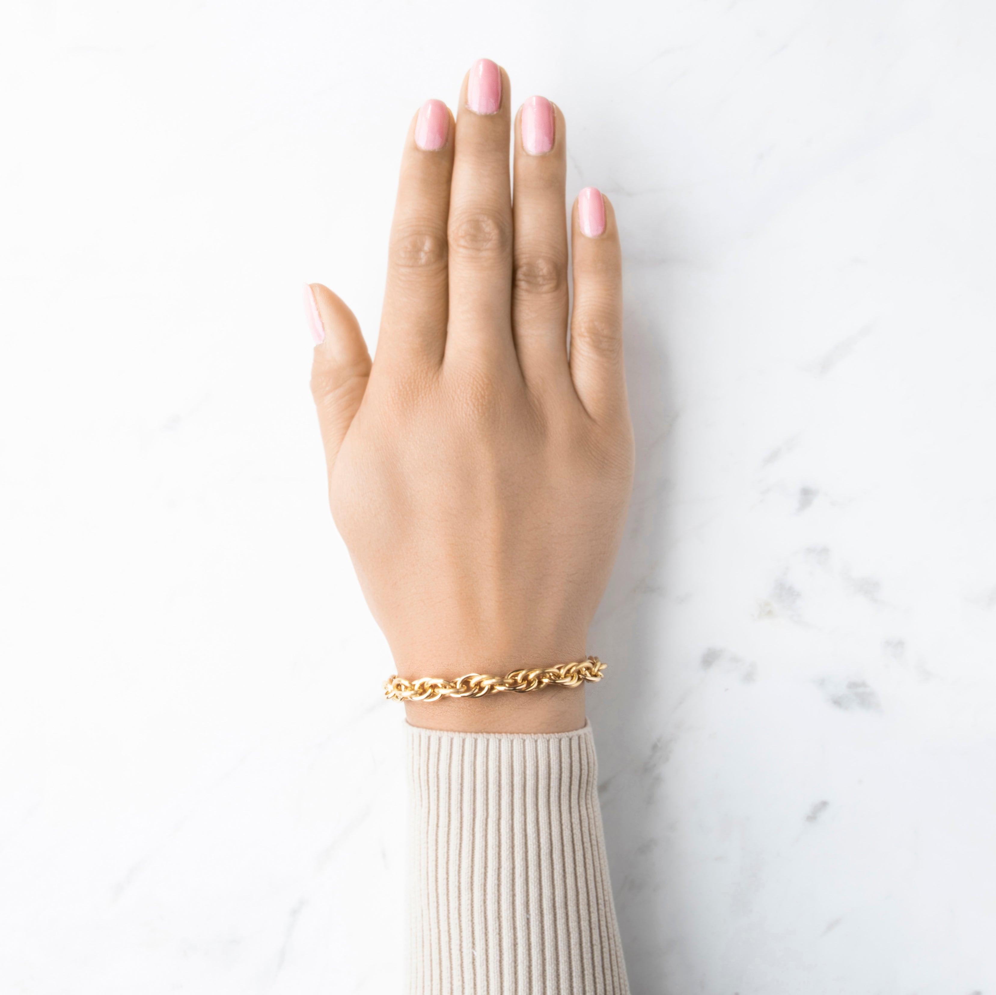 Vintage Italian 14k Yellow Gold Dual-Texture Double Link Bracelet 7.25、mySite、hinf8tx79