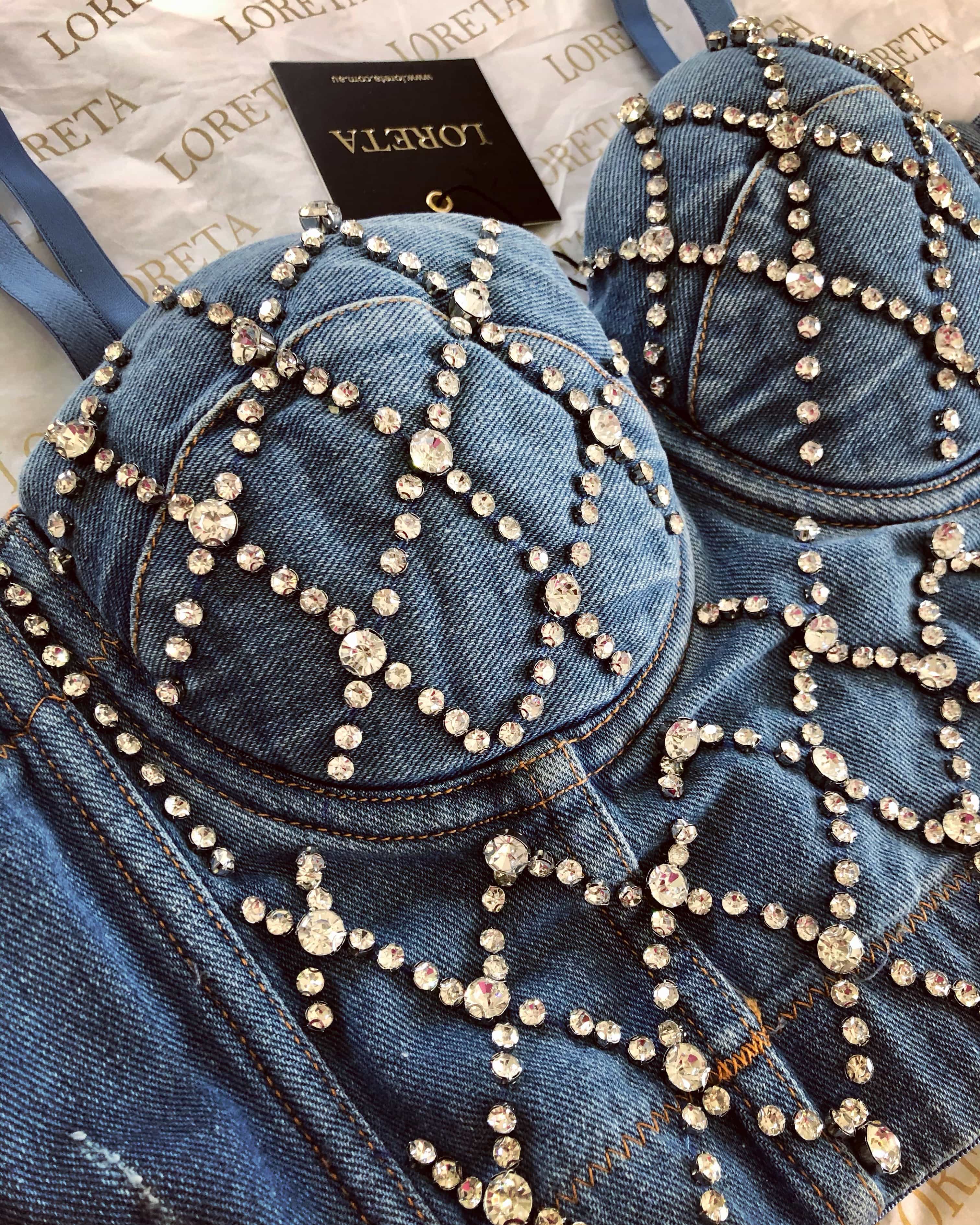  Crystal Denim Corset Bustier Top、mySite、merchandisen
