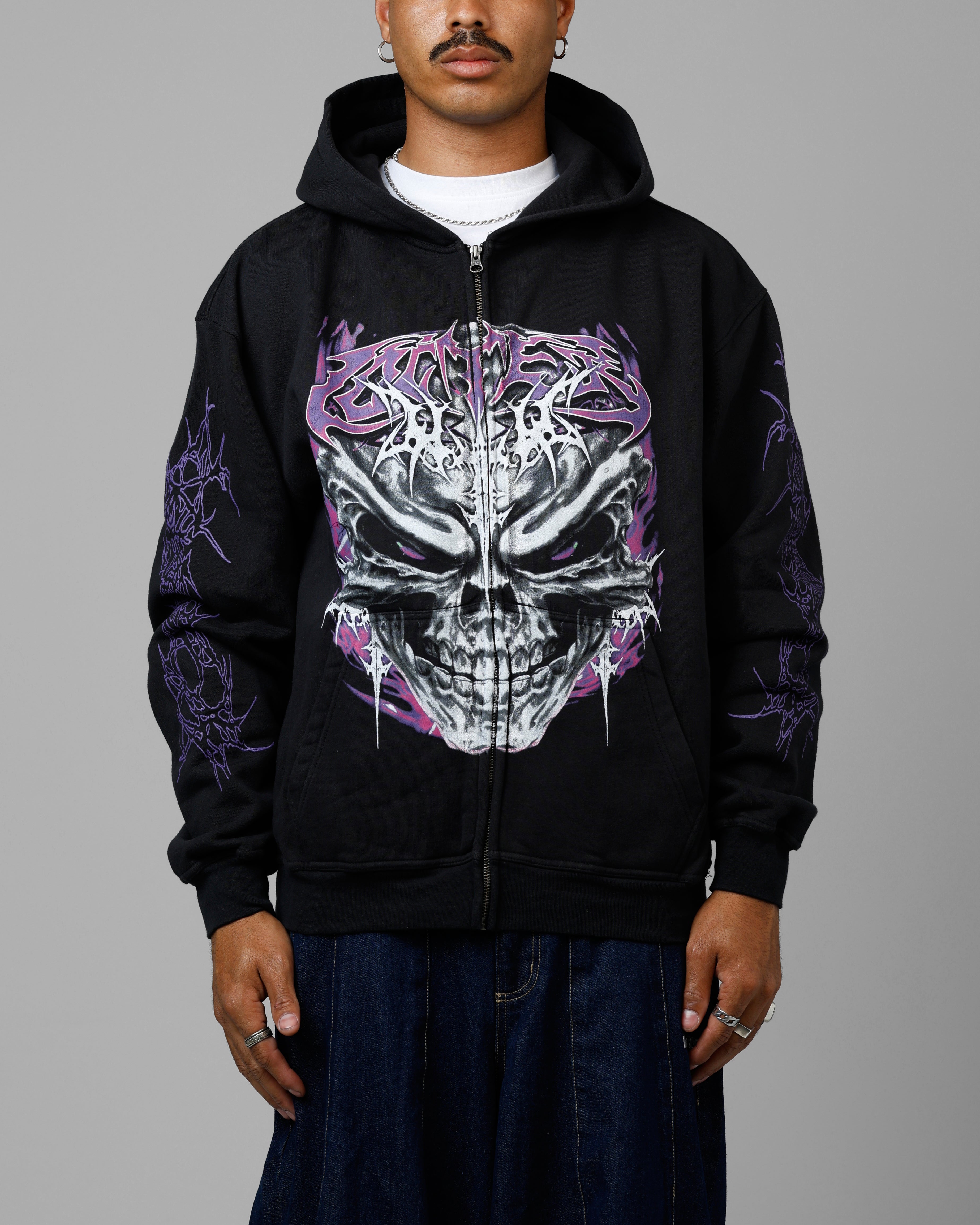 Loiter Tribal Skull Zip Up Hoodie Black、mySite、zt4zffjzw