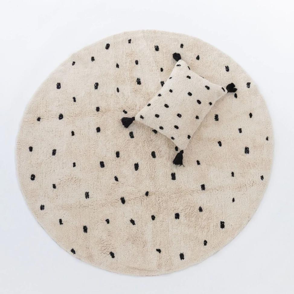 Cotton Berber Going Dotty Black Round Washable Area Rug、mySite、gigharbornorthrealestate