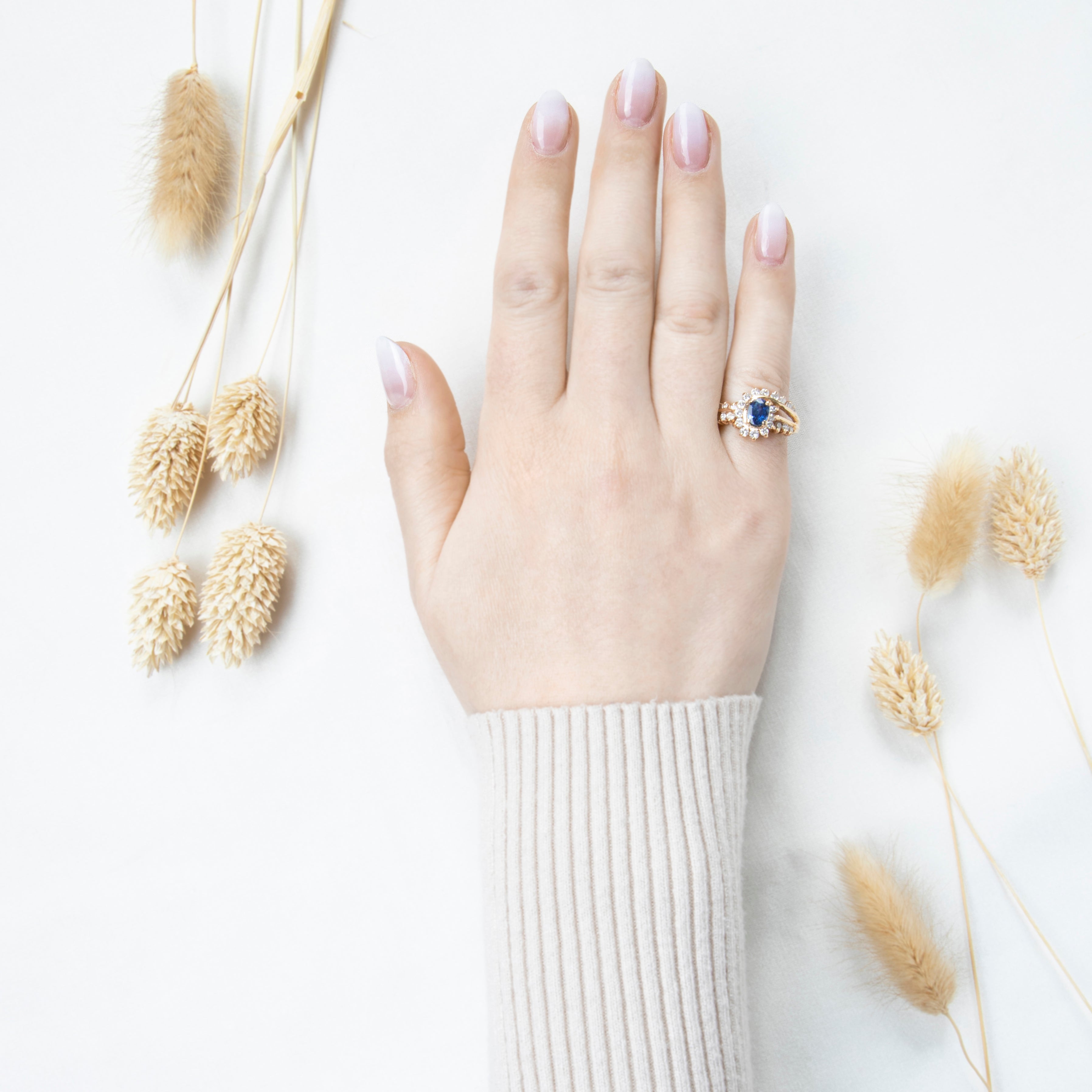 Vintage 14k Yellow Gold Blue Sapphire .656cttw Diamond Swirling Halo Ring、mySite、hinf8tx79