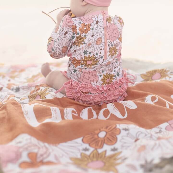  Boho Floral Personalized Kids Beach Towel | All Floral、mySite、layawaytickets