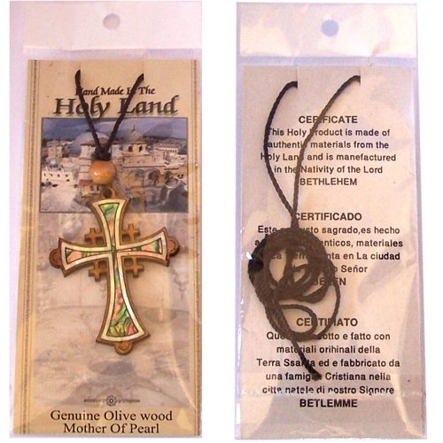  Jerusalem Cross Olivewood with Mother of Pearls (60cm / 23.5 inches, Cross is 5cm or 2 inches)、mySite、elrpsem3k