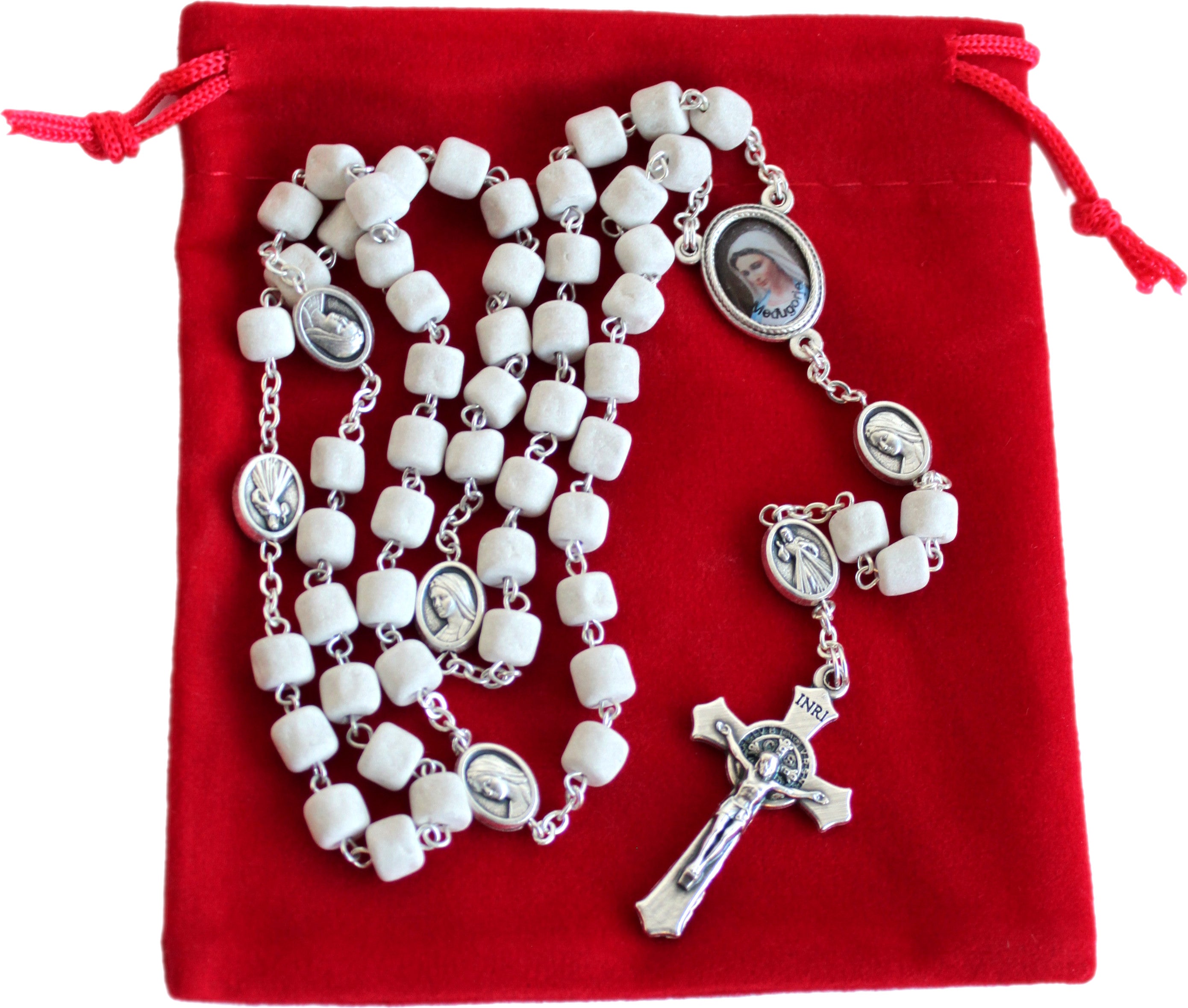 MEDJUGORJE - Rosary made from Apparition hill directly from MEDUGORJE. ( 20 inches long ) - silver cross、mySite、topwebapps