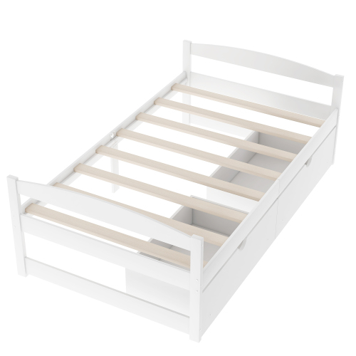 Twin size platform bed, with two drawers, gray、、casual
