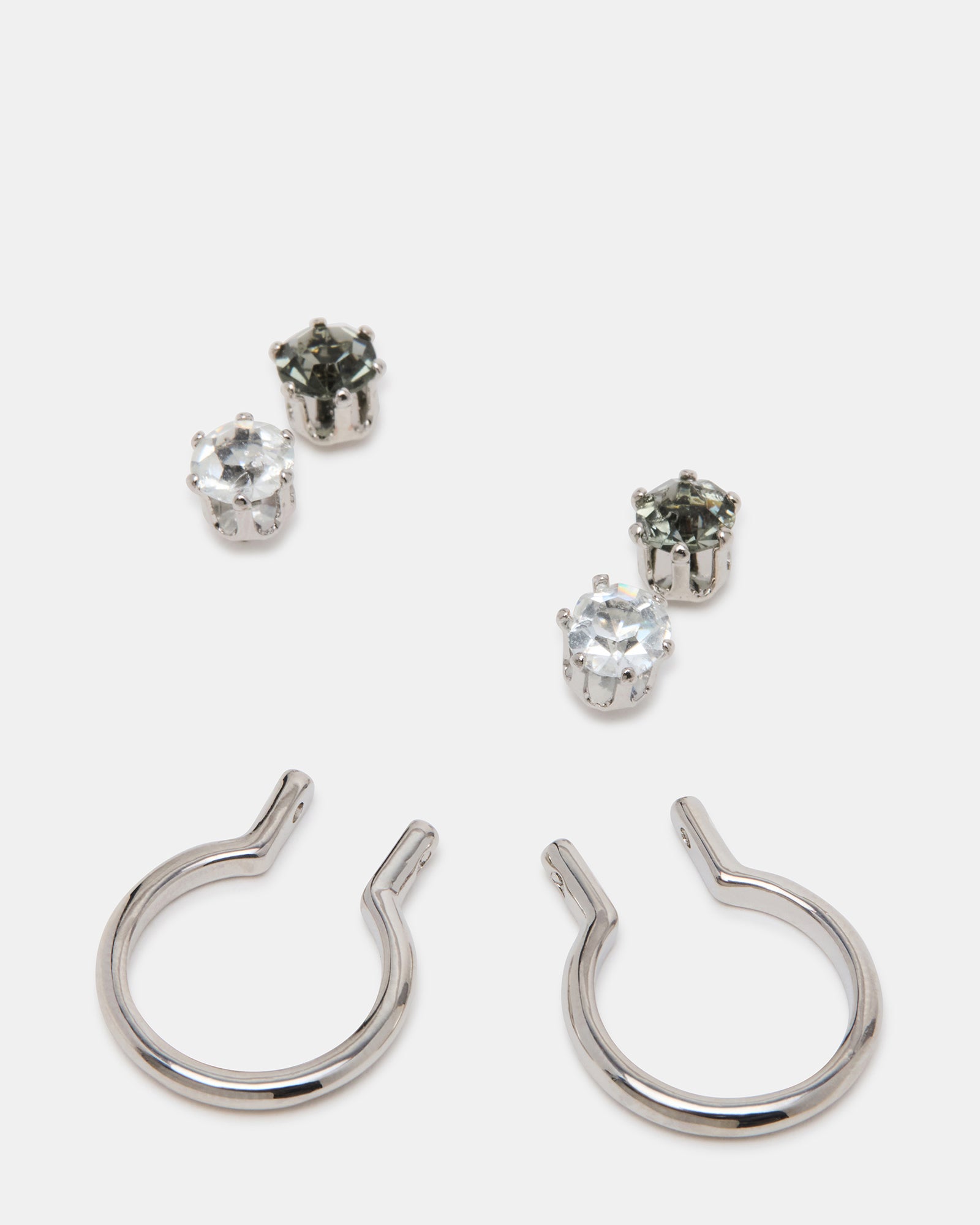 CRYSTAL EARRINGS SET BLACK/SILVER、mySite、gtrtttuynbv