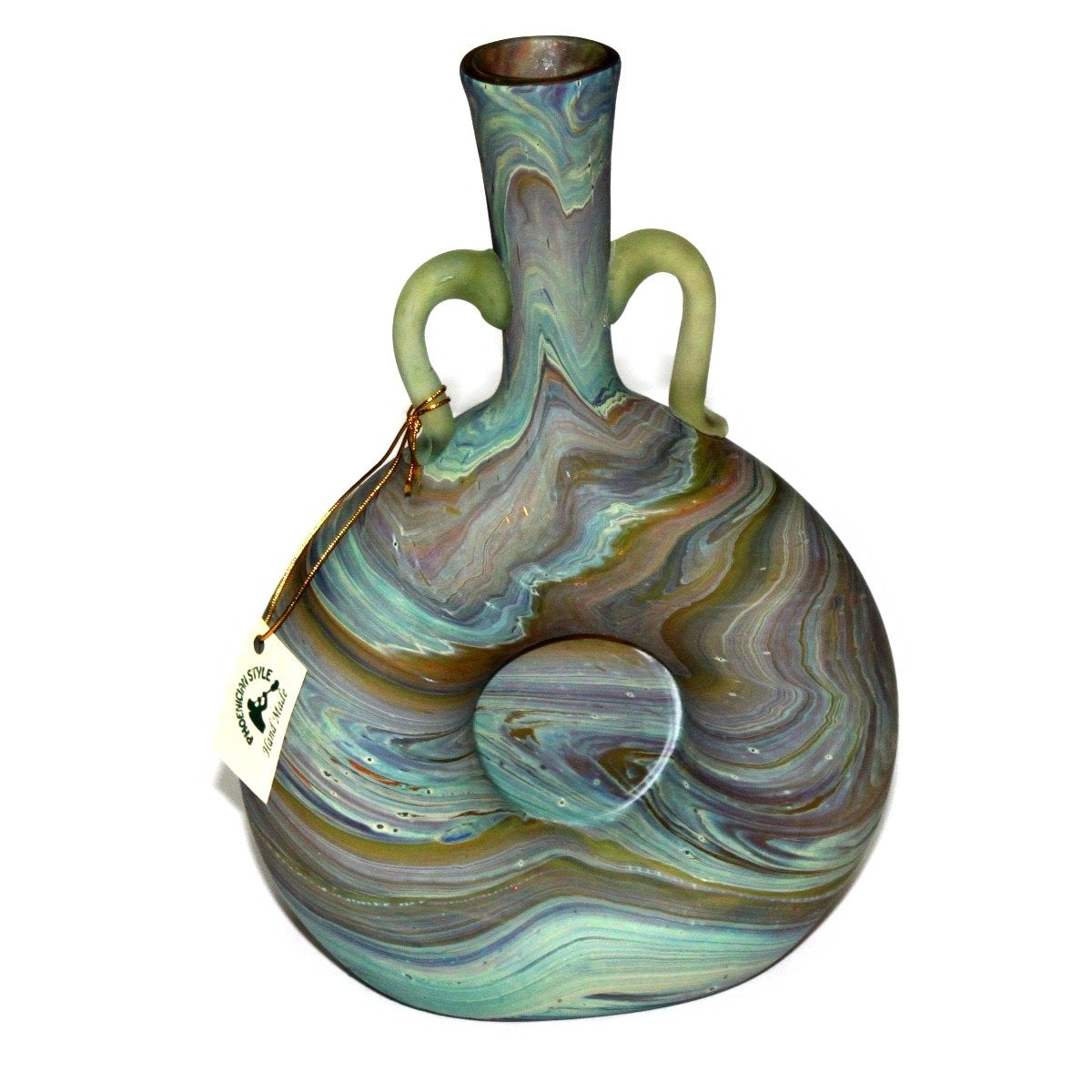 Holy Land Market Baldo Style Phoenician - Ancient Beauty Phoenician Glass Vase. No Two are Alike. Museum Quality Looks and Feels (8 Inch)、mySite、topwebapps