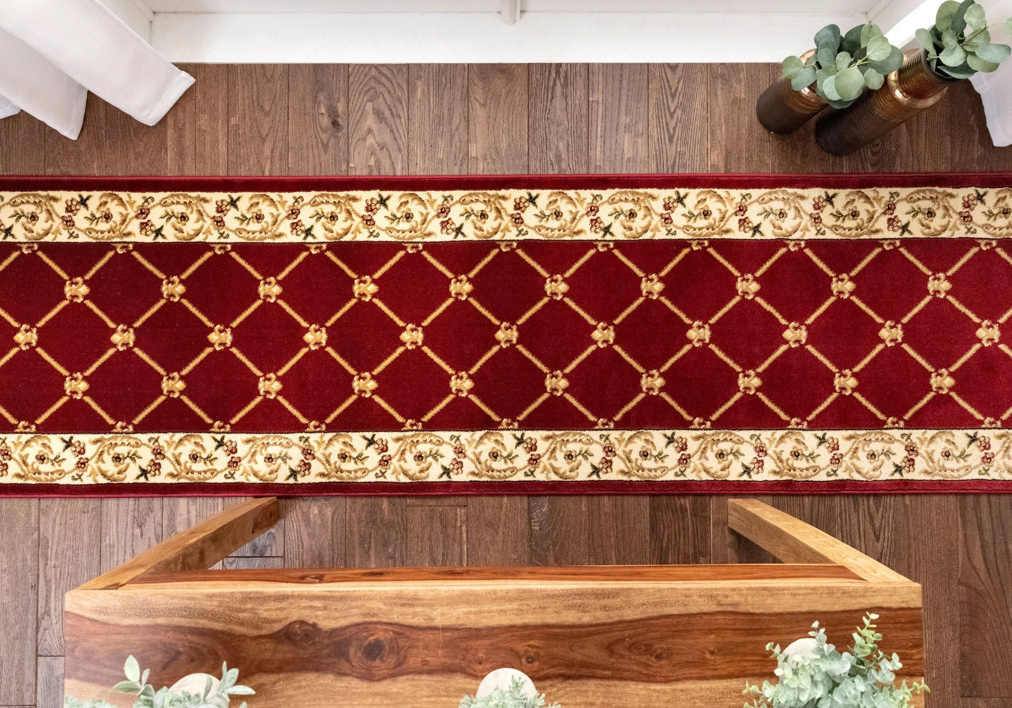 Fleur De Lis Custom Size Runner Formal Red Choose Your Width x Choose Your Length Hallway Runner Rug、mySite、gigharbornorthrealestate