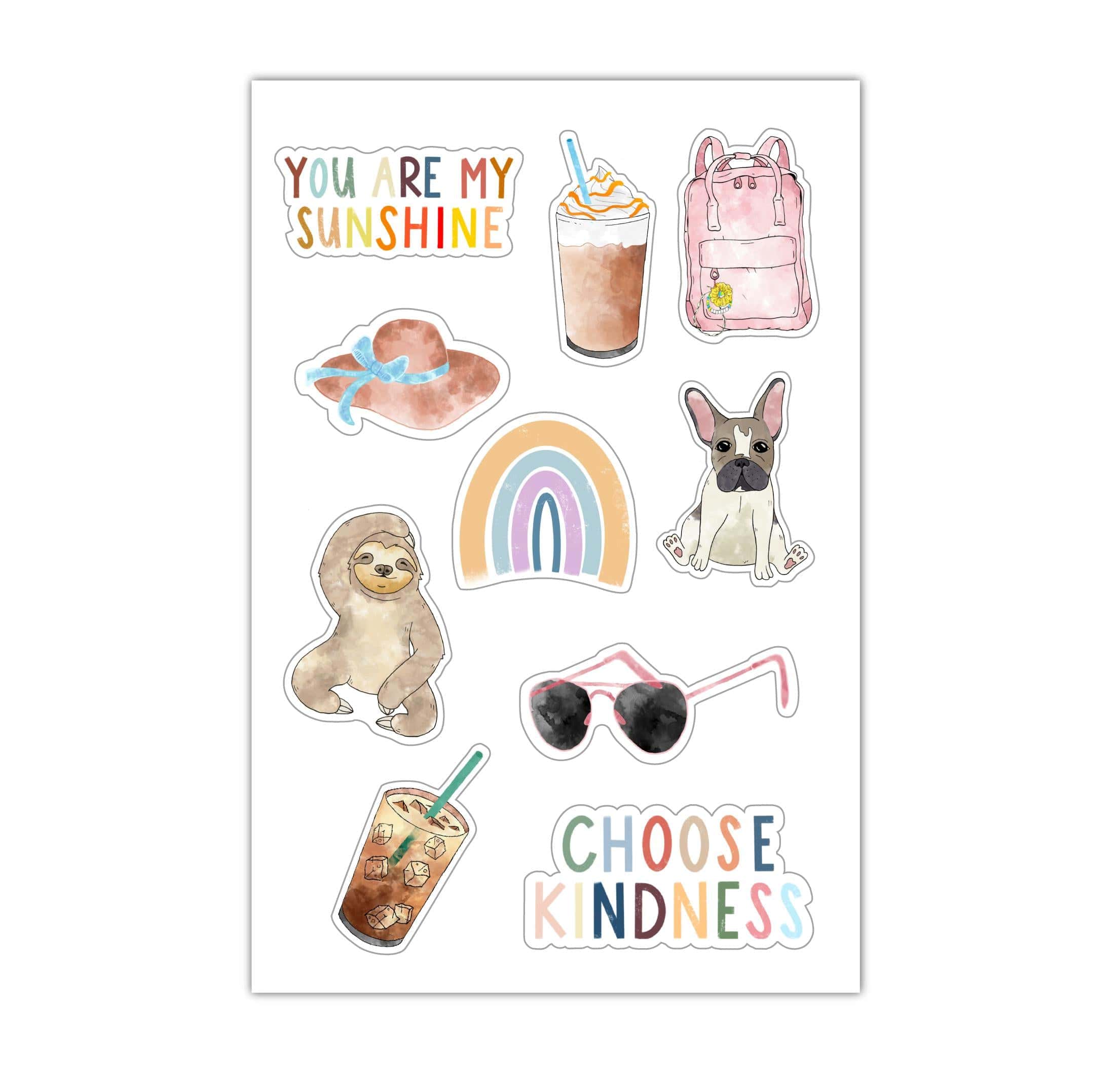  Sheet of Mini Stickers - Watercolor Aesthetic - 10 Designs、mySite、elrpsem3k