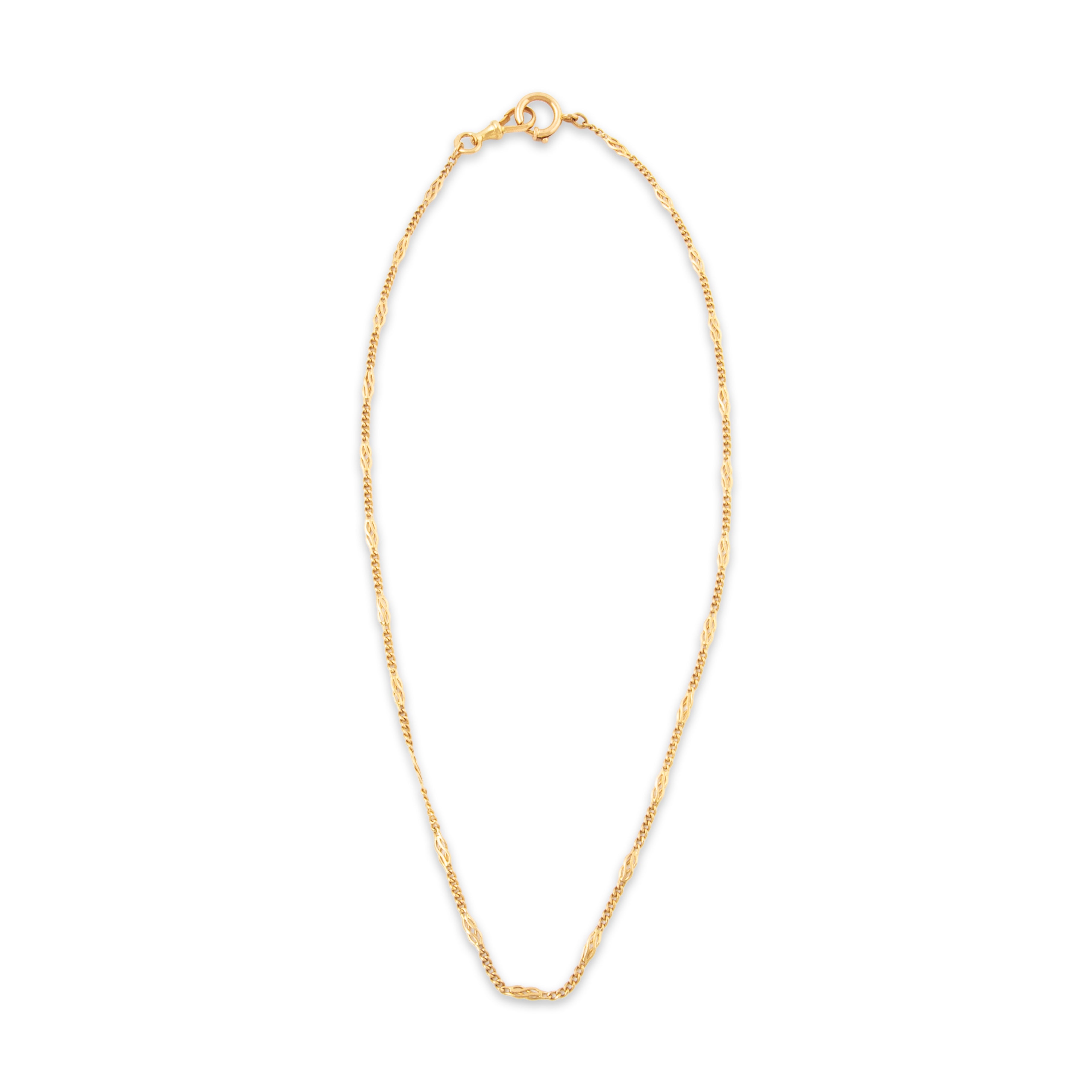 Antique Swedish 18k Yellow Gold Filigree Link Watch Chain Necklace 16.25、mySite、hinf8tx79