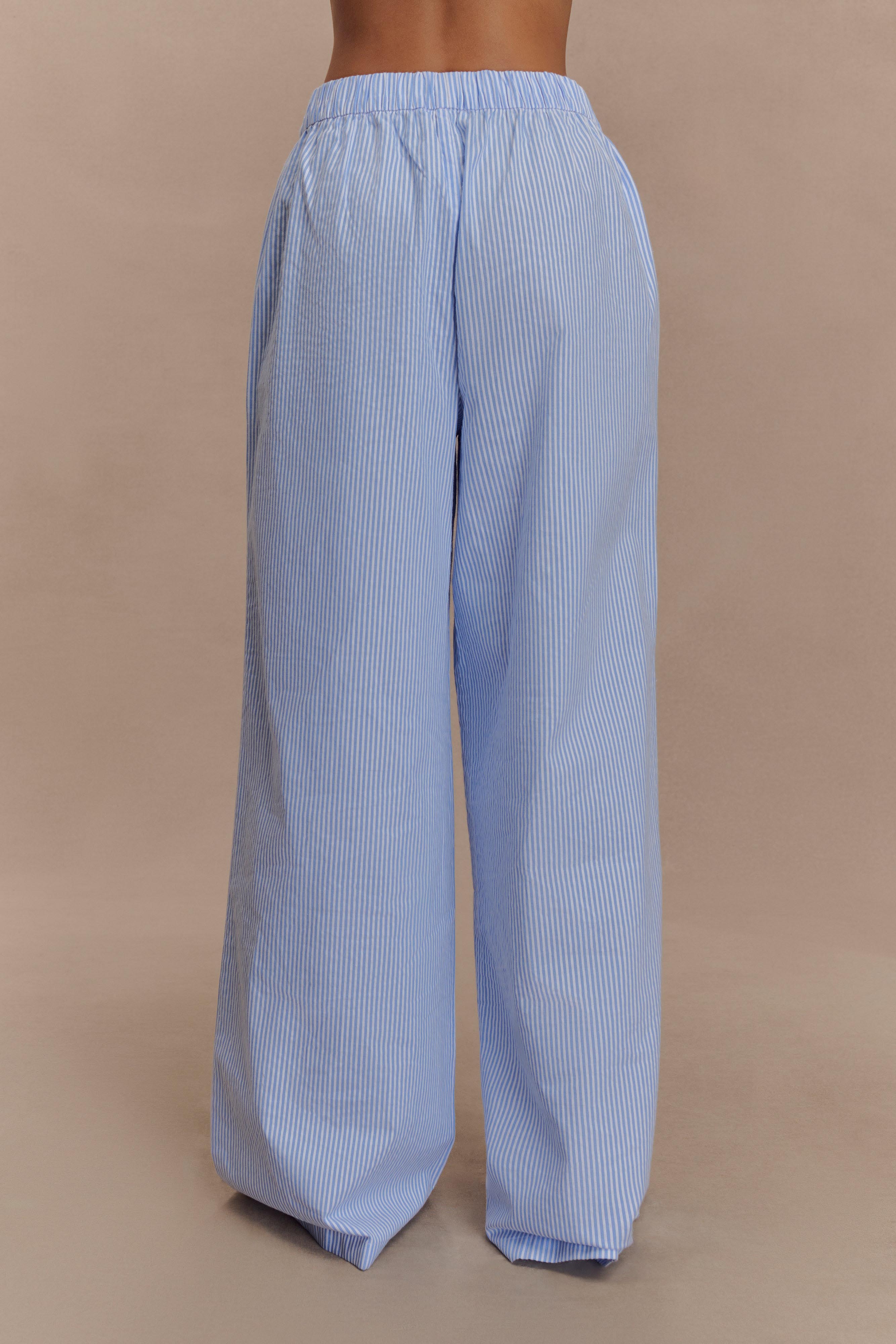 Hansen Wide Leg Pants - Blue Pinstripe、mySite、solidvoid