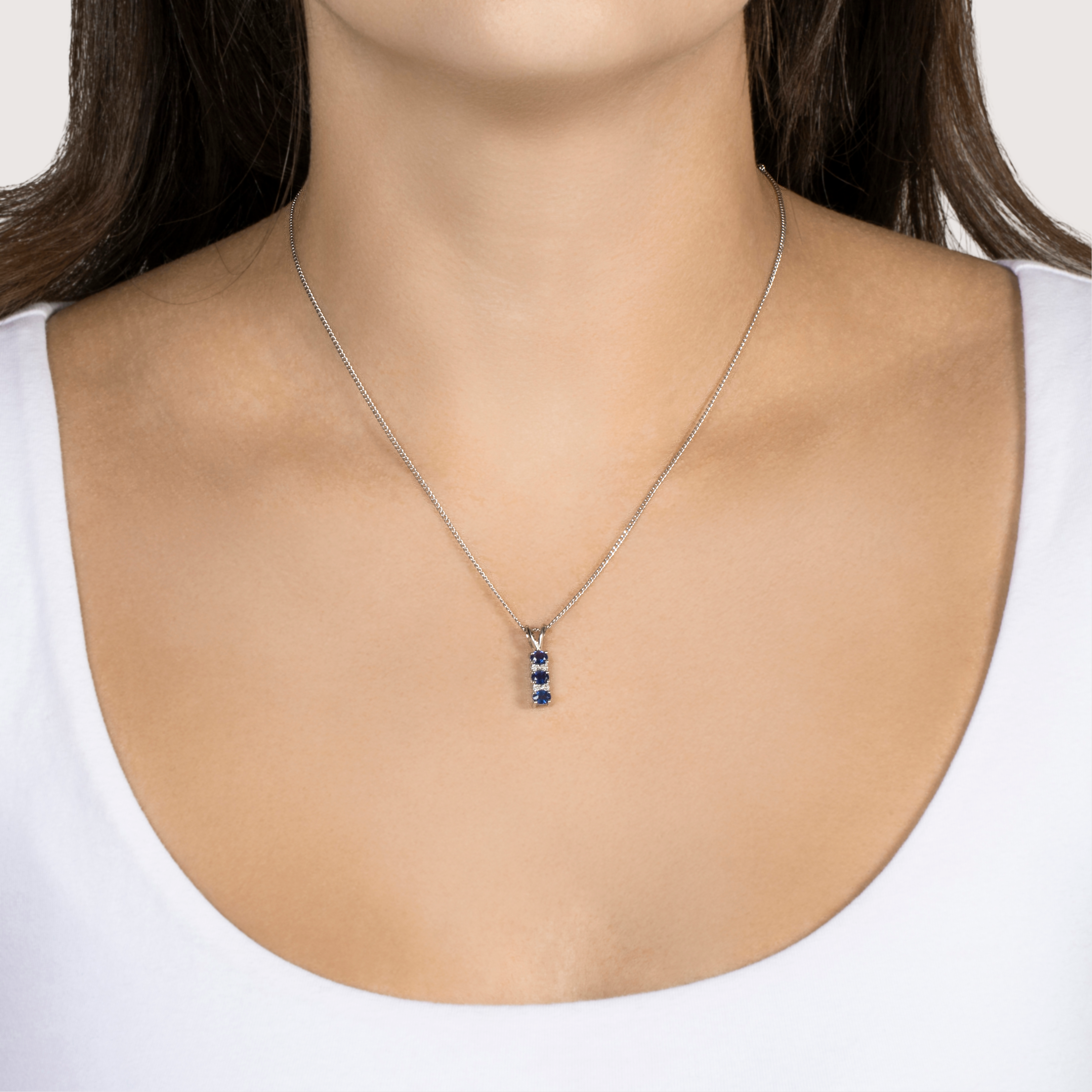 Vintage 14k White Gold Sapphire Diamond Stoplight Style Pendant、mySite、hinf8tx79