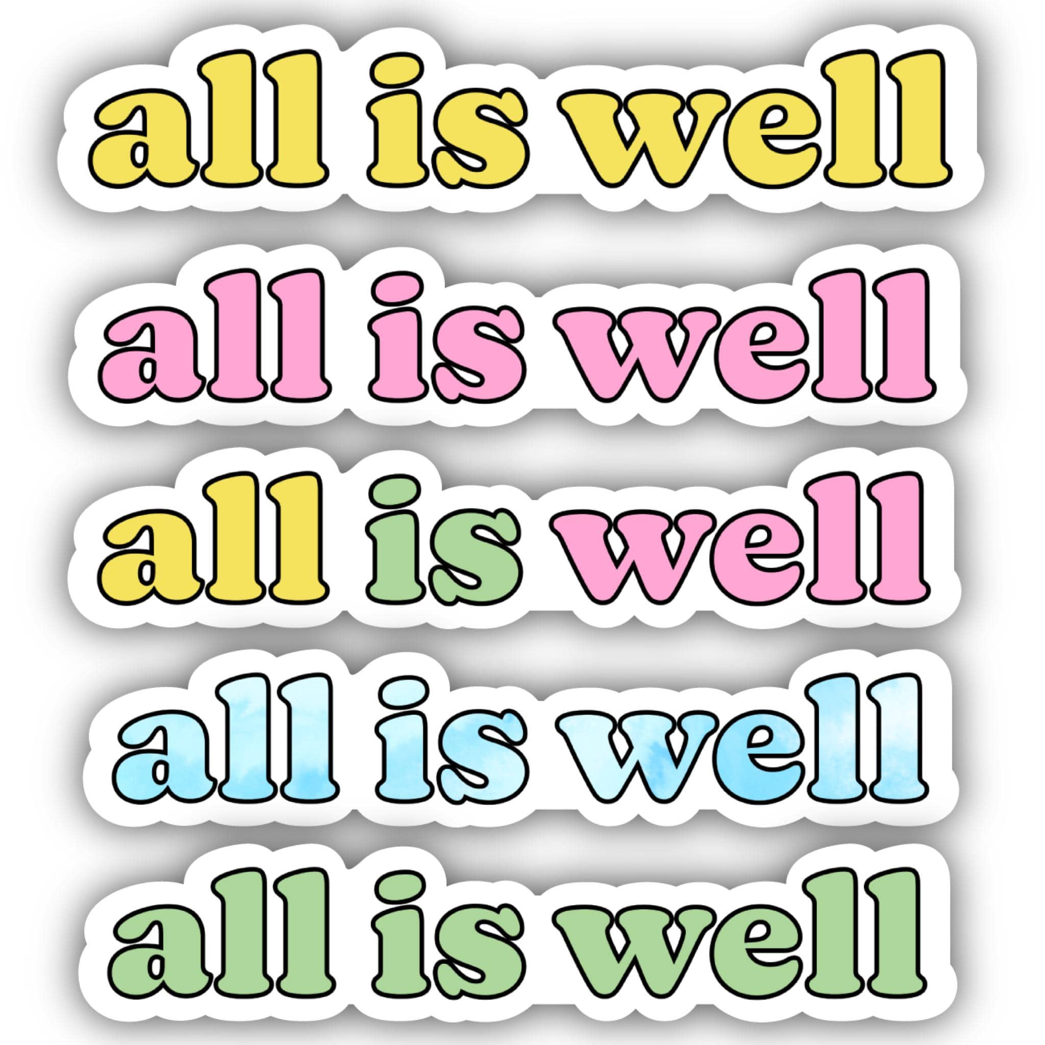  All Is Well Lettering Aesthetic Sticker 5 Pack、mySite、ghnorth