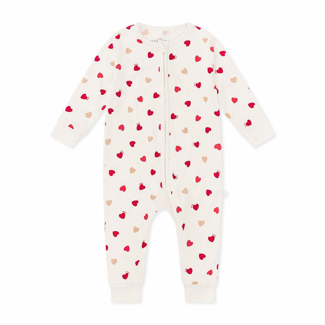  MORI Loveheart Two Way Zip-Up Sleepsuit - Hearts & Cream、mySite、merchandisen