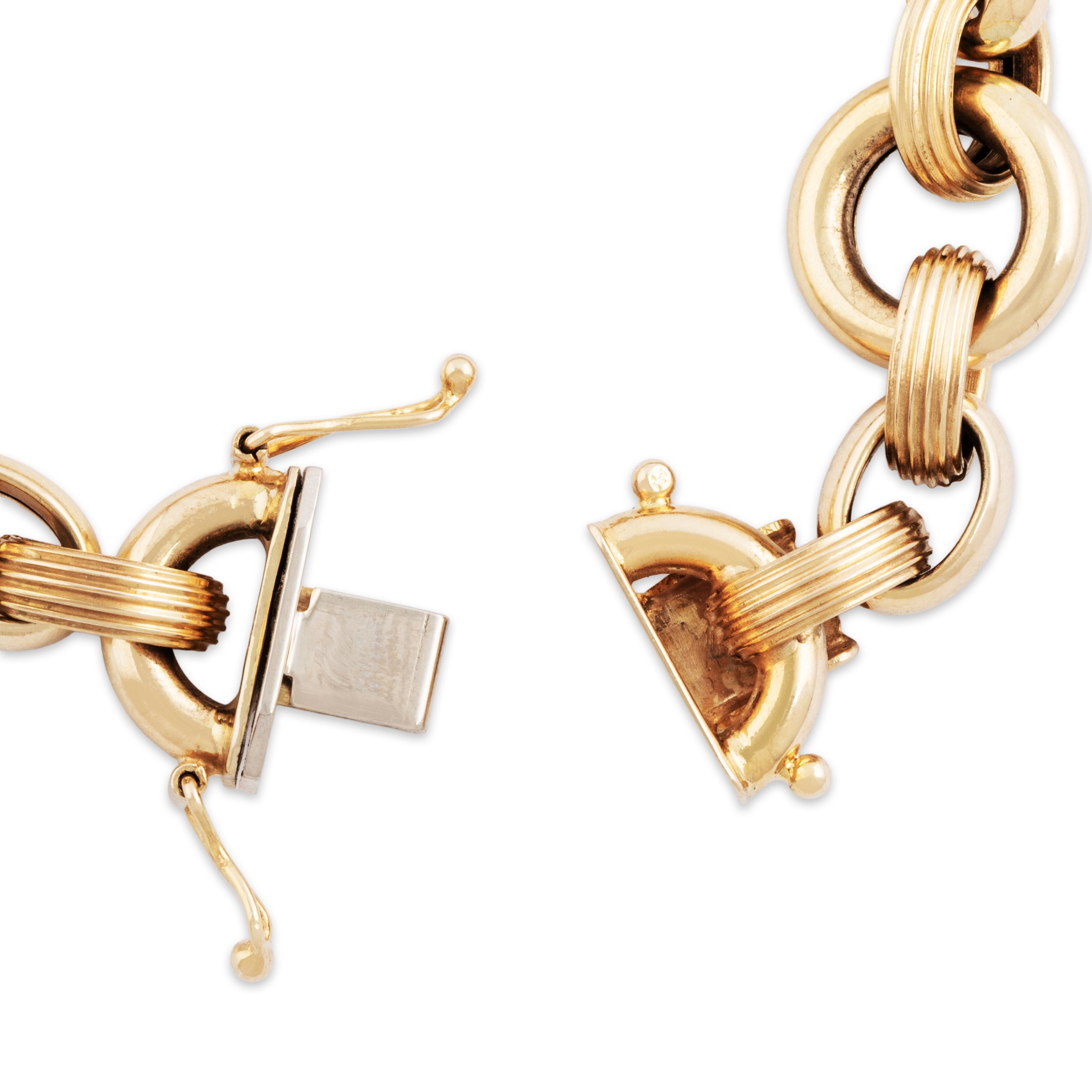 Vintage Italian 14k Yellow Gold Chunky Mixed Link Bracelet 6.5、mySite、hinf8tx79