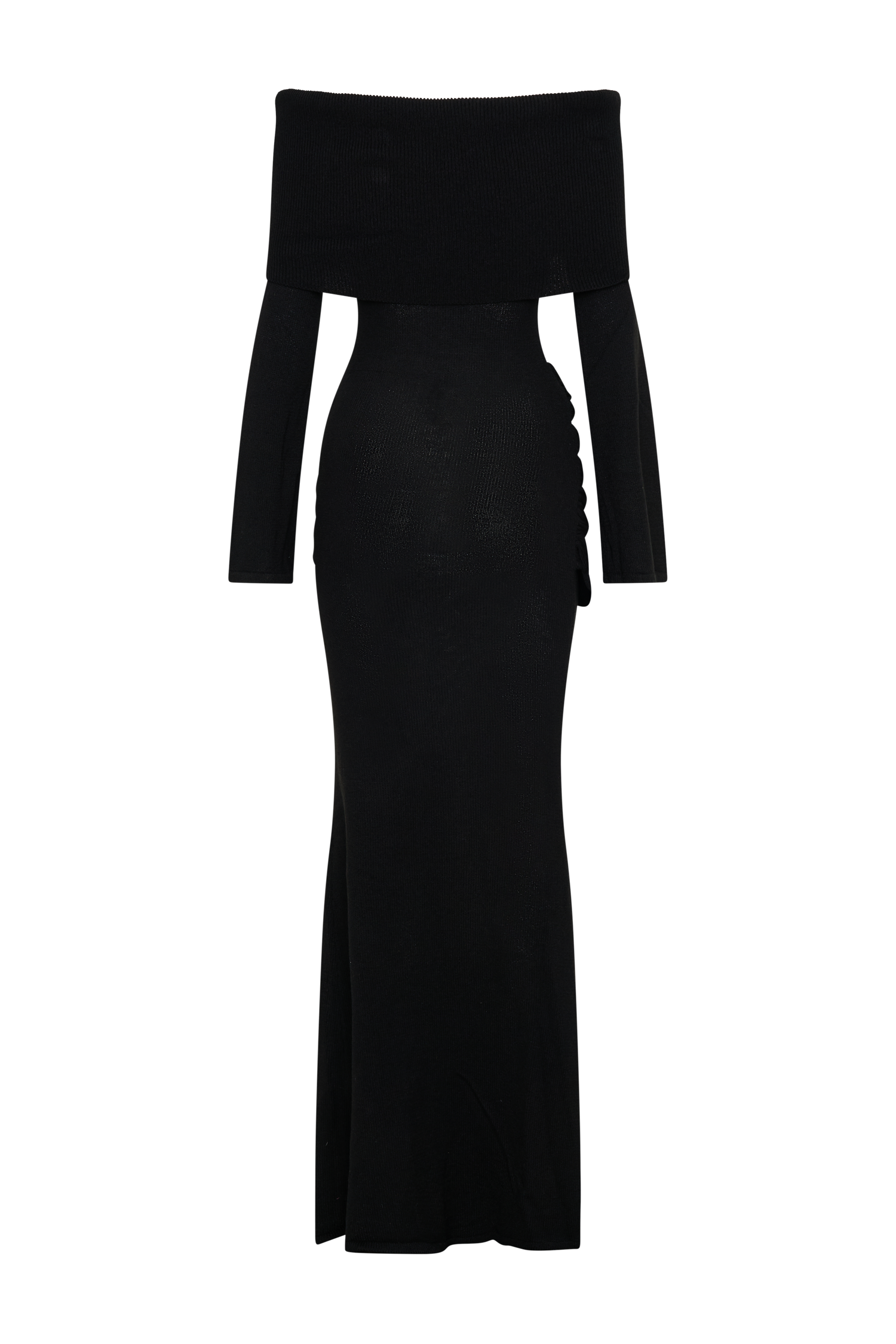 Cameron Off Shoulder Tie Maxi Dress - Black、mySite、solidvoid