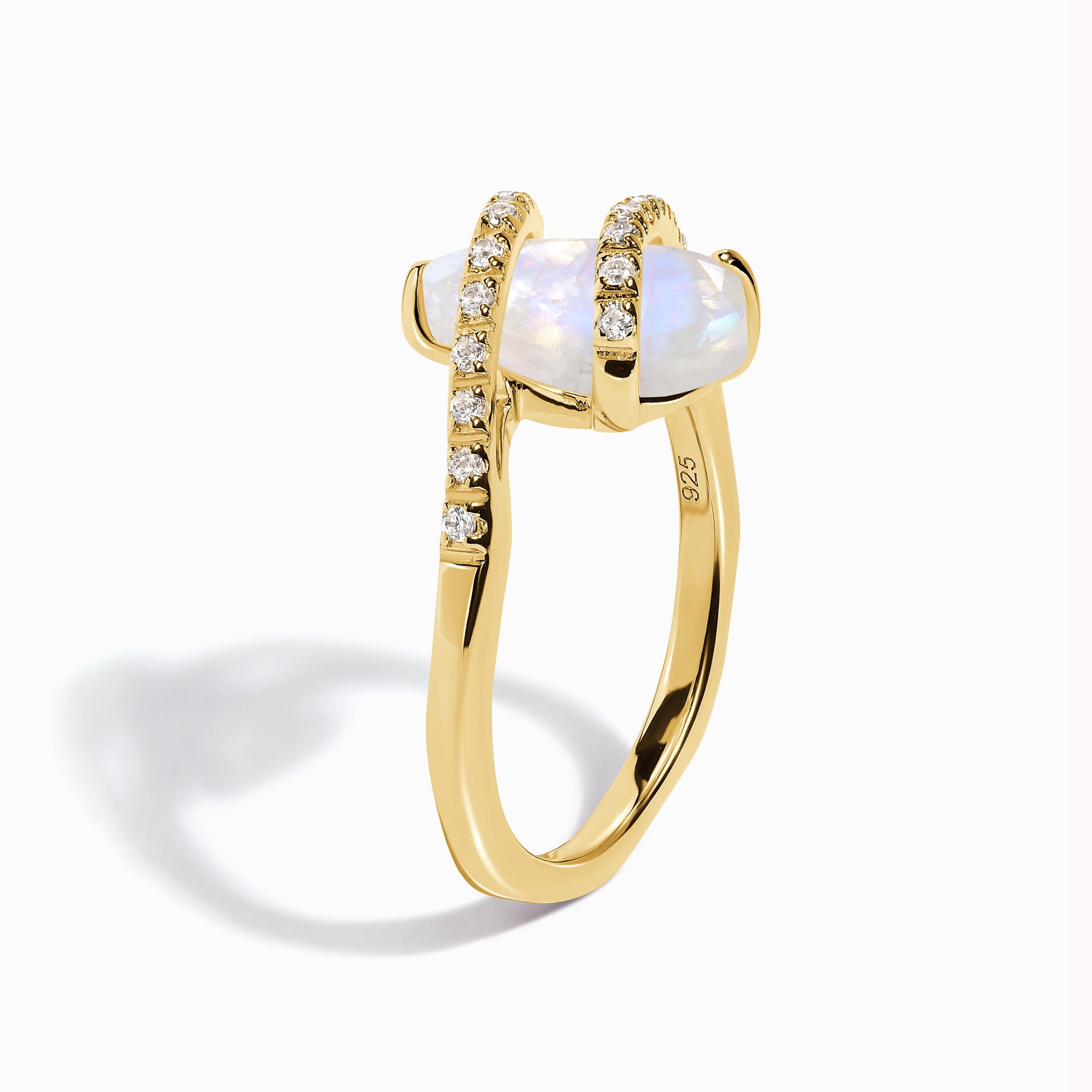 Moonstone White Zircon Ring - Bypass、mySite、hinf8tx79