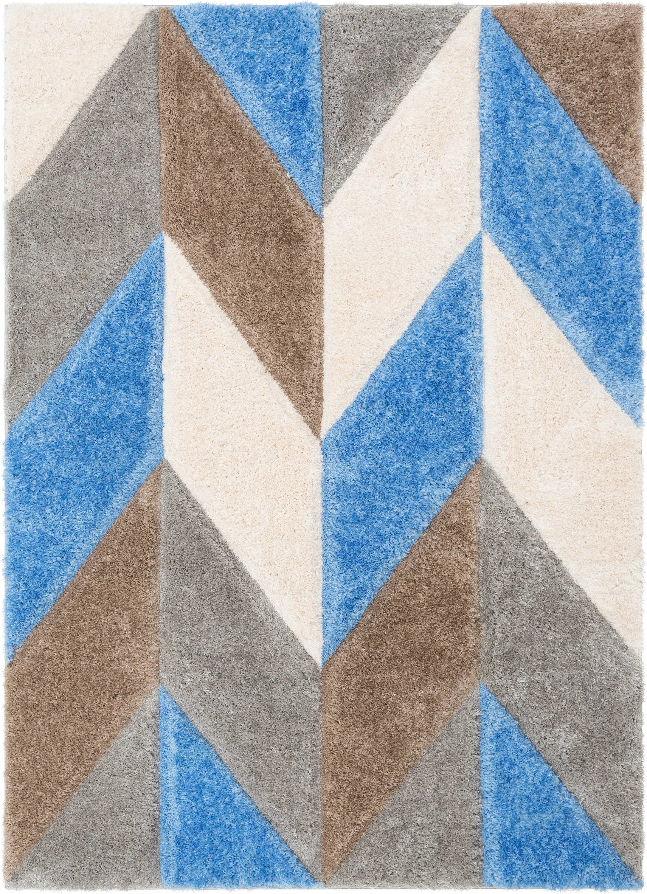 Mika Retro Chevron 3D Textured Shag Grey Light Blue Rug、mySite、gigharbornorthrealestate