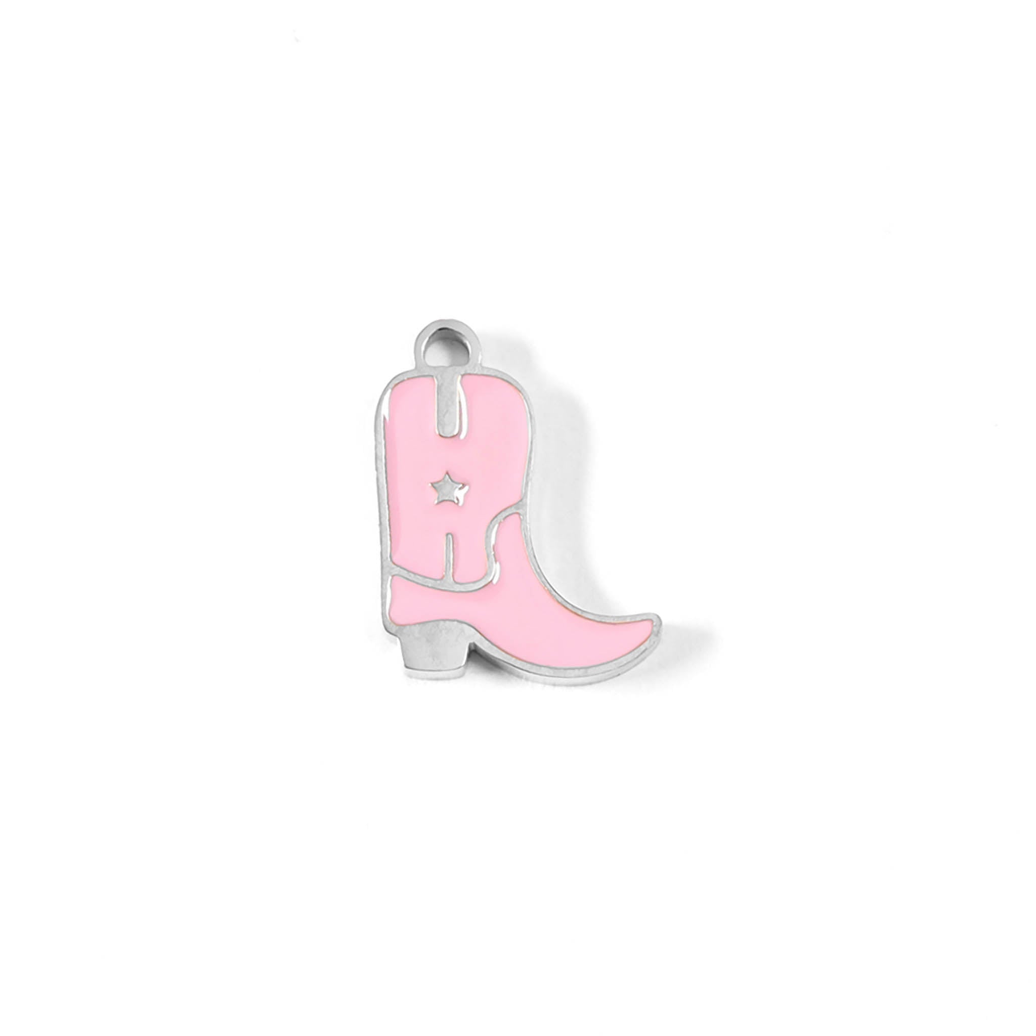 18K Gold PVD Stainless Steel Epoxy Pink Cowgirl Boot Charm / PDL0072、mySite、dreamappss