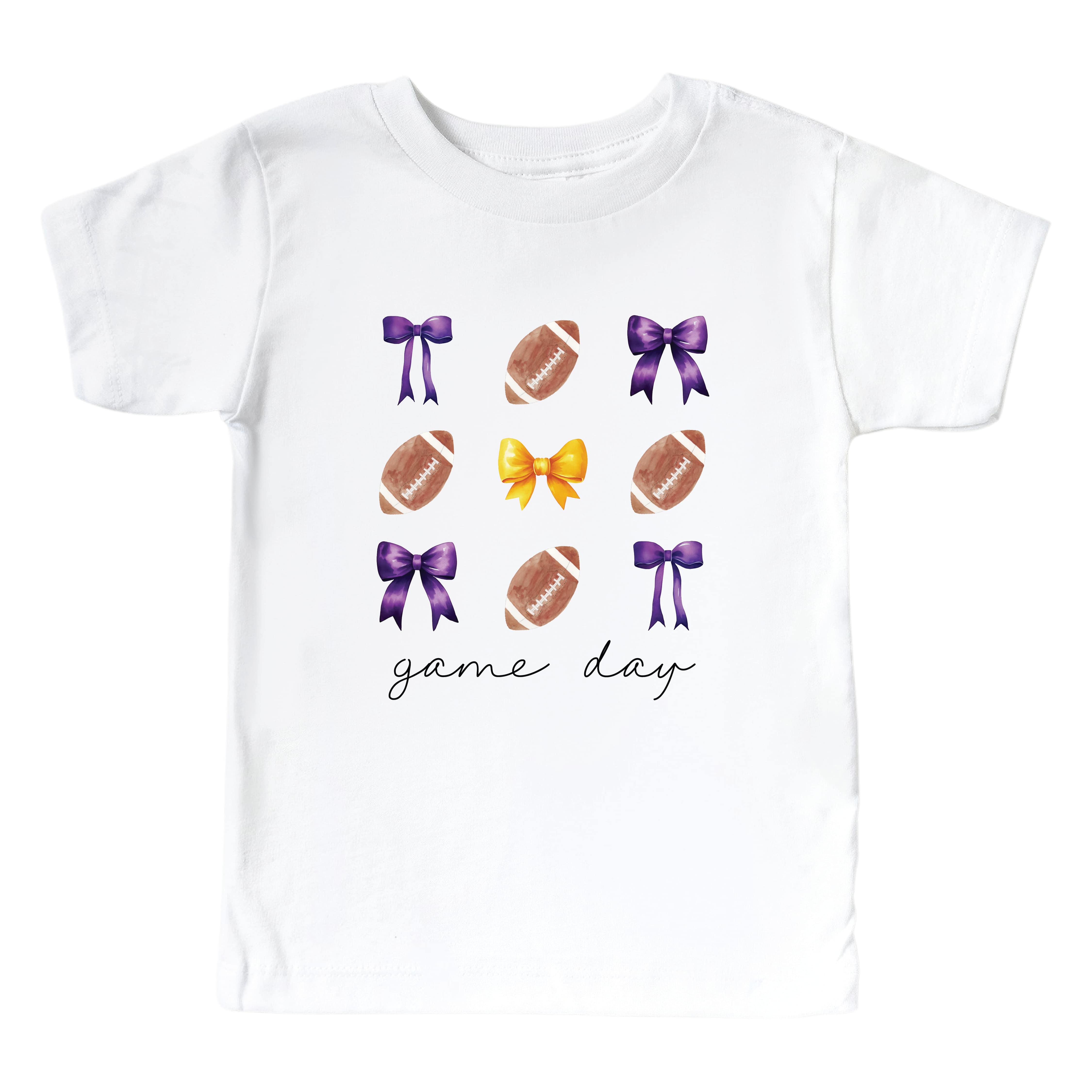  Louisiana State University | Footballs & Bows Kids Graphic Tee、mySite、layawaytickets