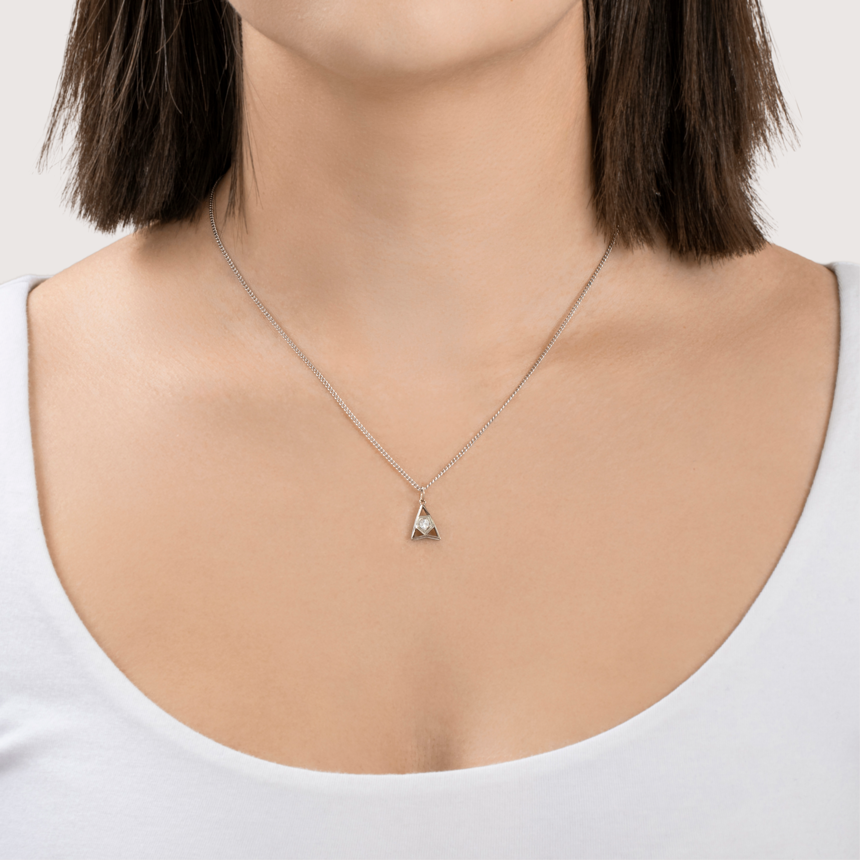 Antique Art Deco 14k White Gold Diamond Geometric Openwork Charm / Pendant、mySite、hinf8tx79